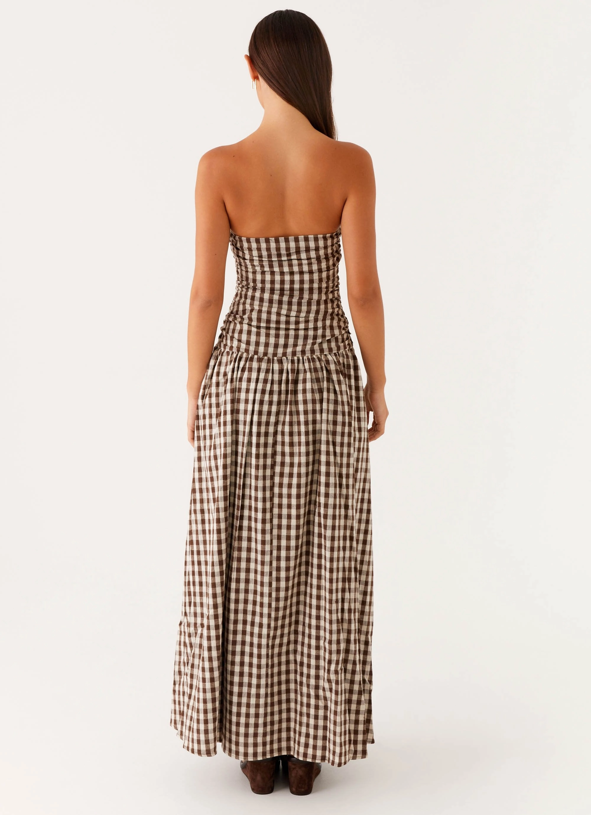 Carmel Maxi Dress - Brown Gingham Pure Vibes All Purpose