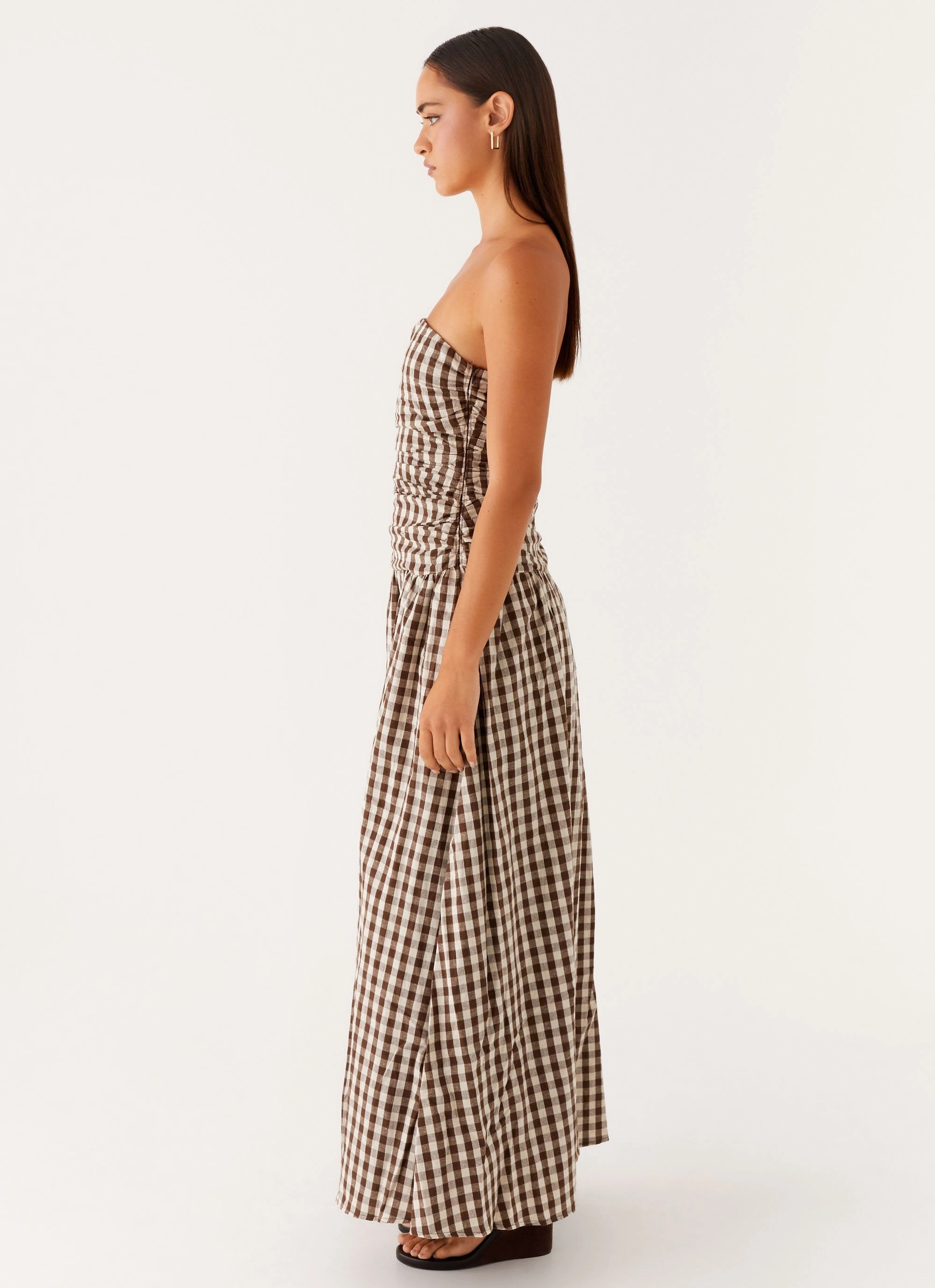 Carmel Maxi Dress - Brown Gingham Daily Form