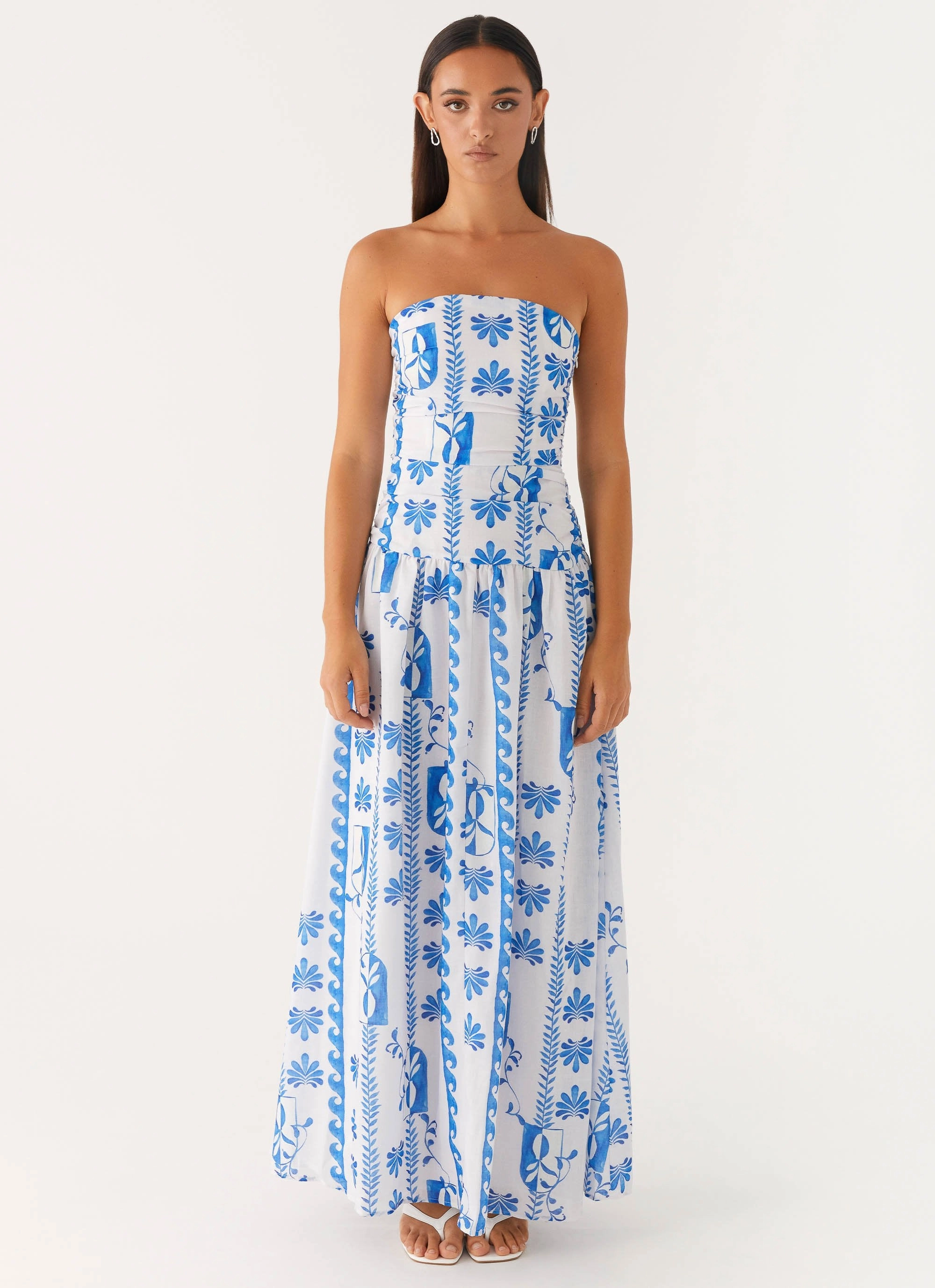 Carmel Maxi Dress - Floral Wave Sleek Texture Neutral Look