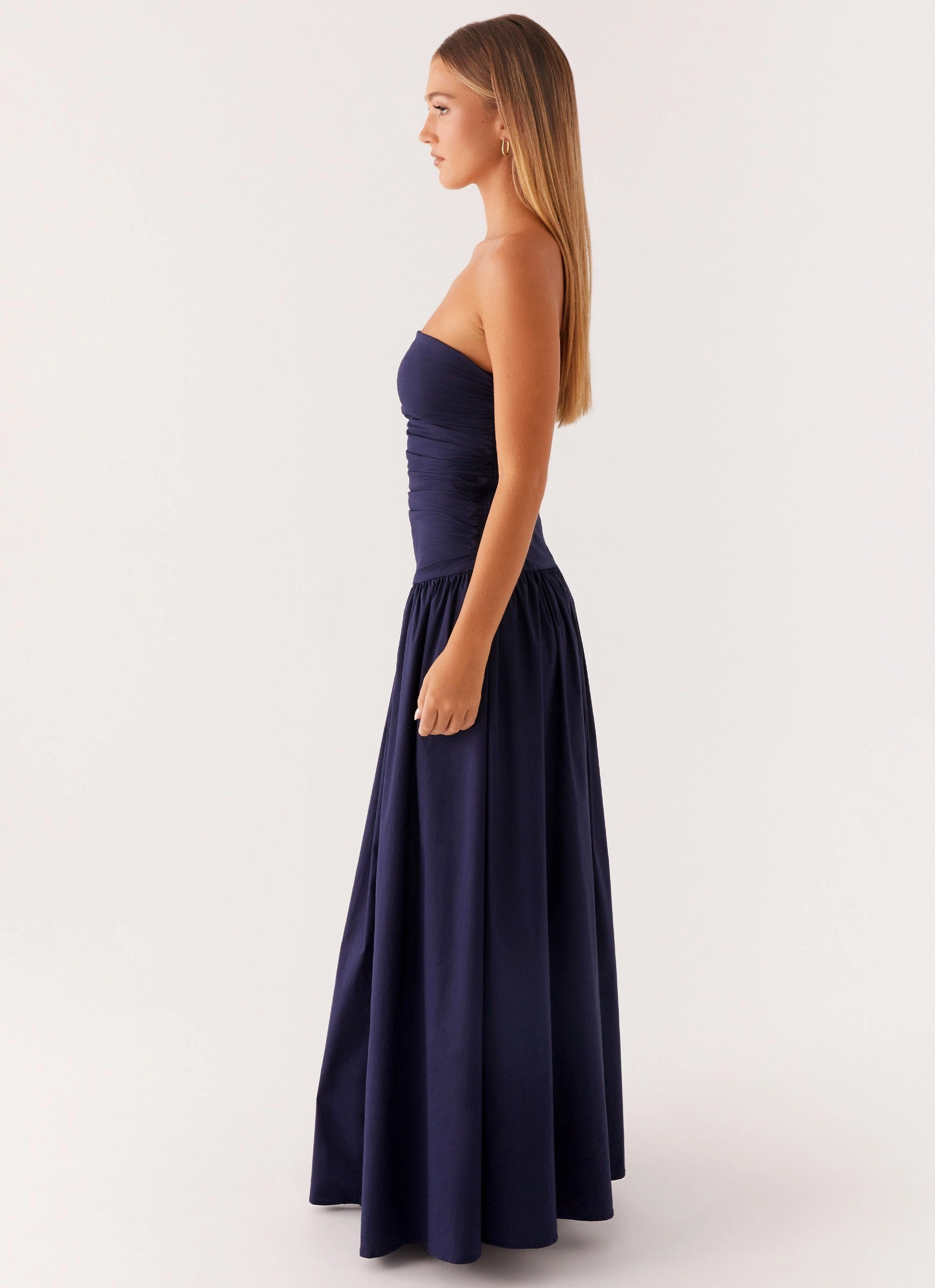 Tonal-Panel Carmel Maxi Dress - Navy