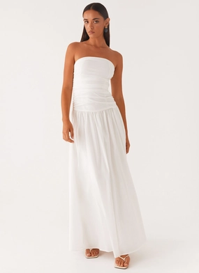 Button Chic Fashion Daily Carmel Maxi Dress - White