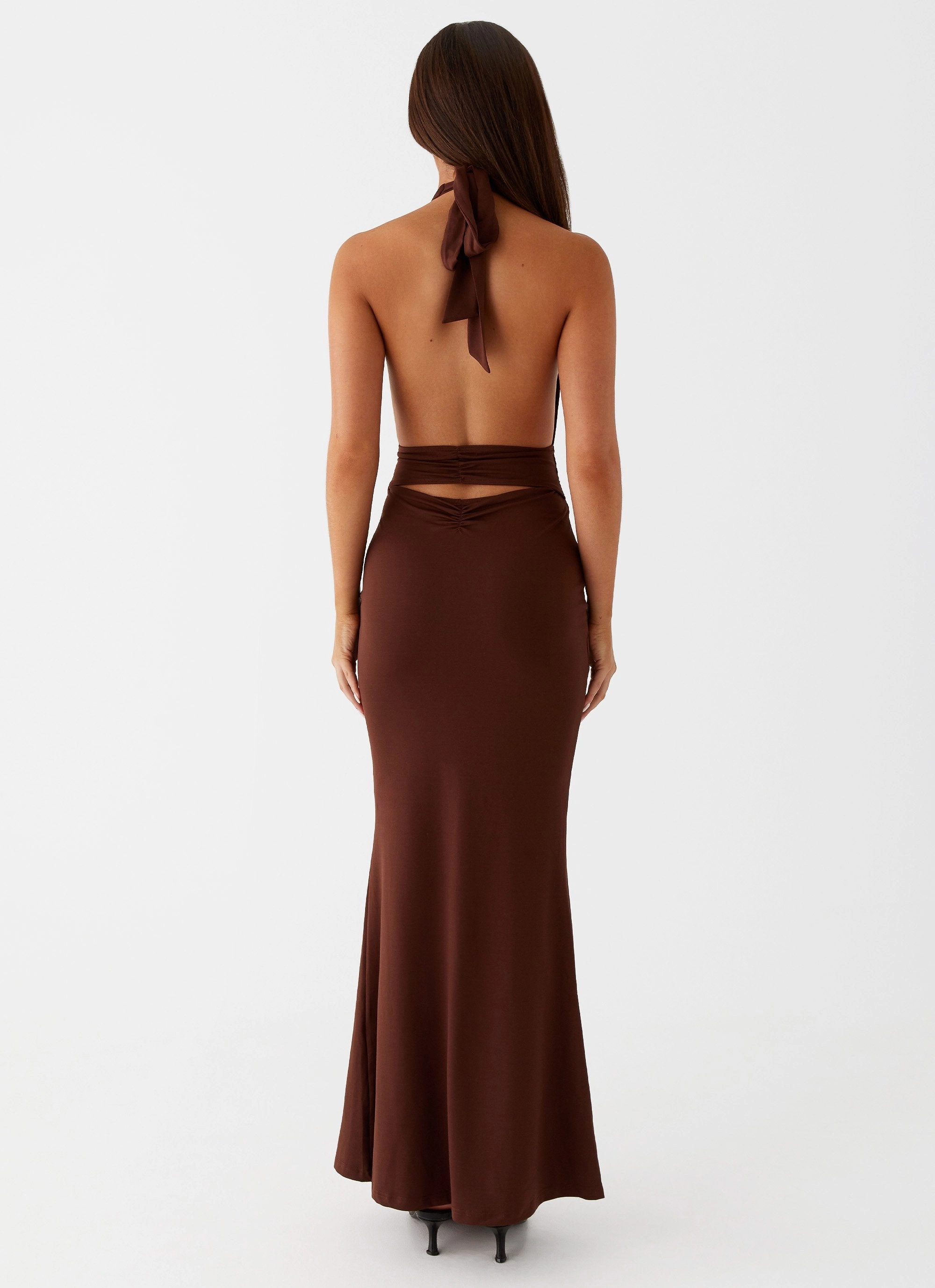 Empire-Waist One Piece Look Carolina Twist Maxi Dress - Chocolate