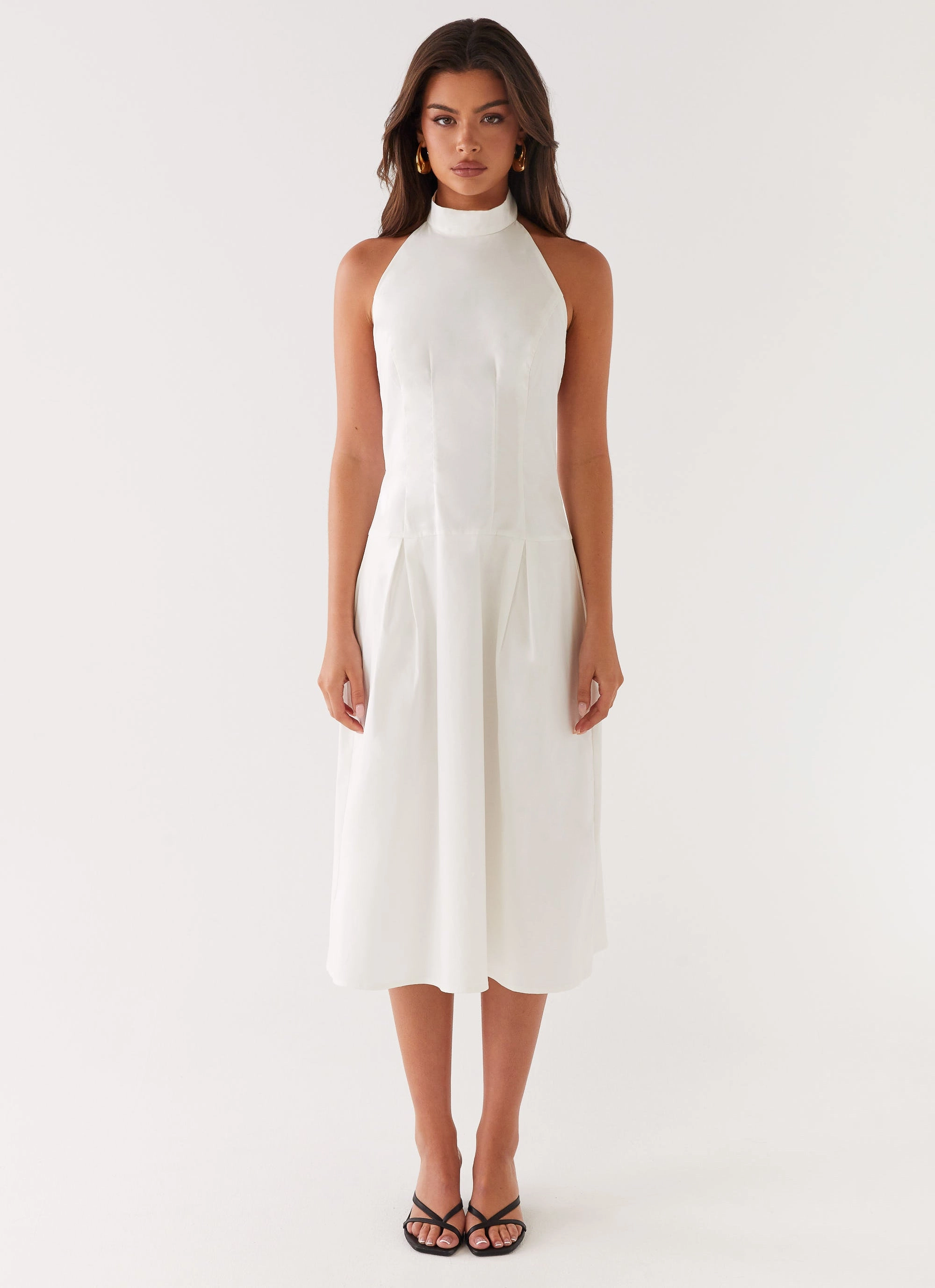 Calla Halter Midi Dress - White Perfect Shape