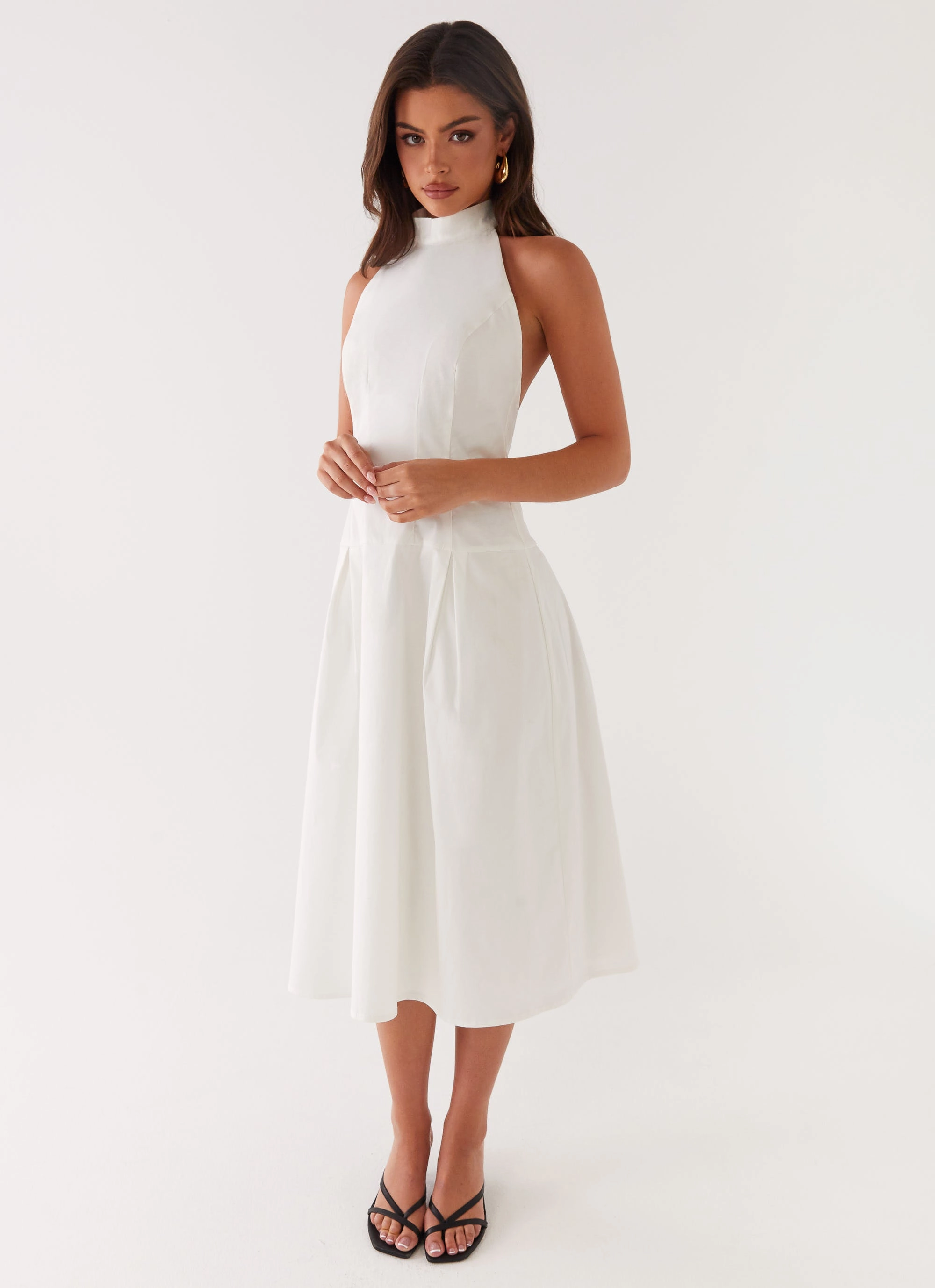 Cool Structure Calla Halter Midi Dress - White