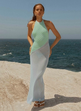 Sun-Protective Stream Cut Caspa Crochet Maxi Dress - Multi