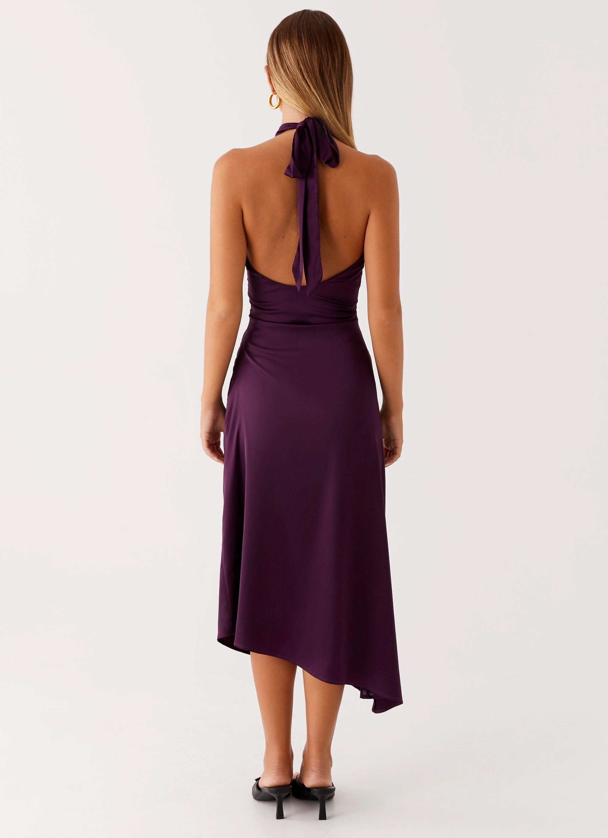 Minimal Cut Street Flex Casta Halterneck Midi Dress - Plum