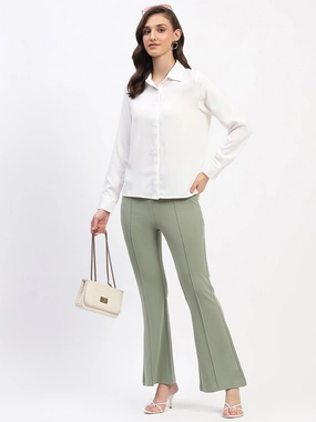 AntiPillingFabric Core Movement Madame Pleated Elasticated Waist Solid Mint Trousers