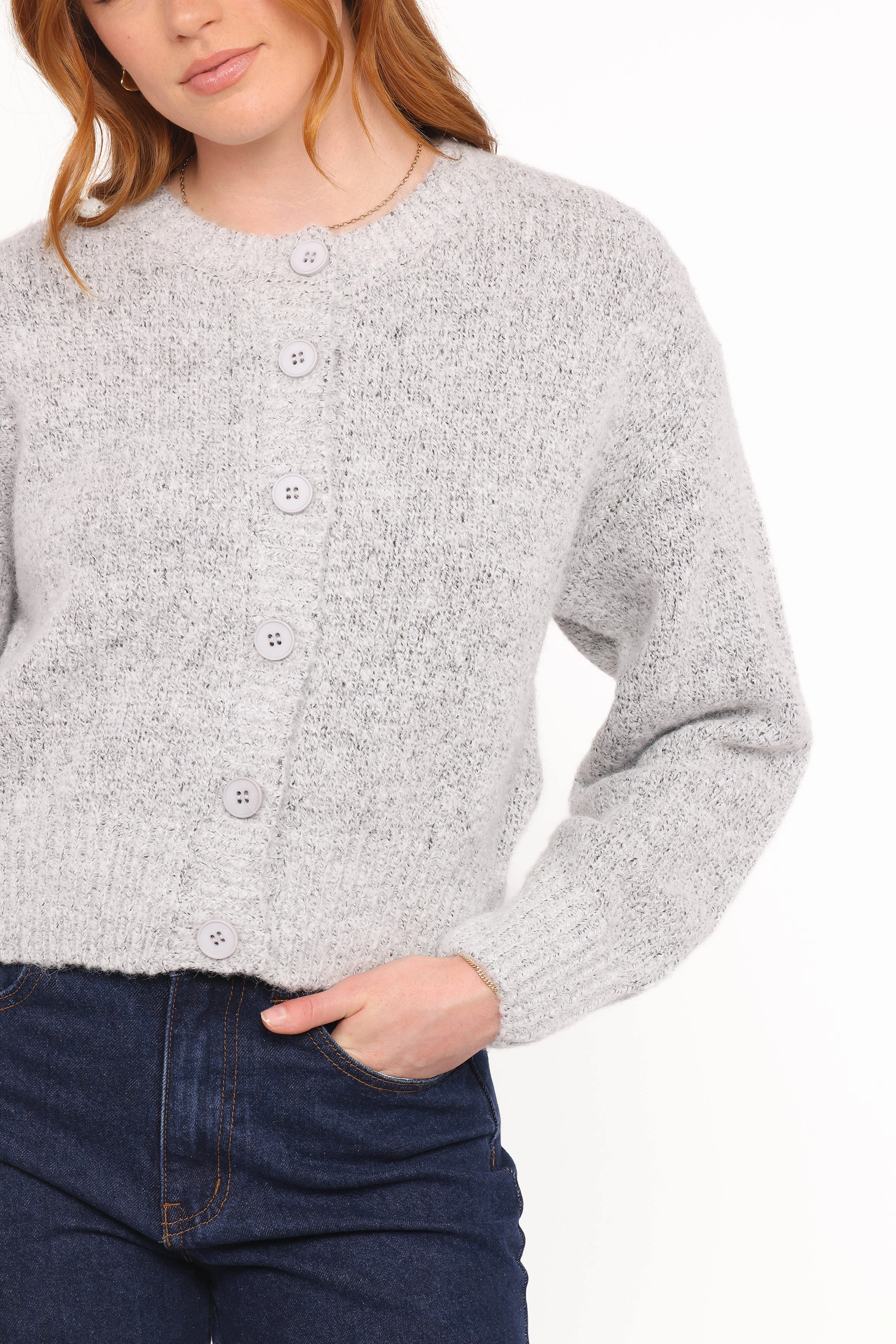 Lucah Cardigan - Grey BreathableKnit Fabric Modern Basic