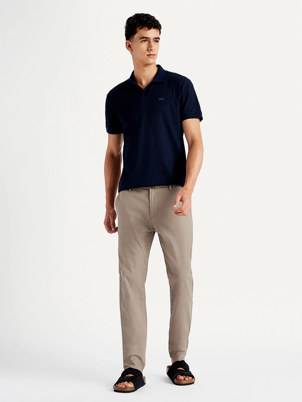 Functional Waist Men's Light Brown Tapered Trousers
