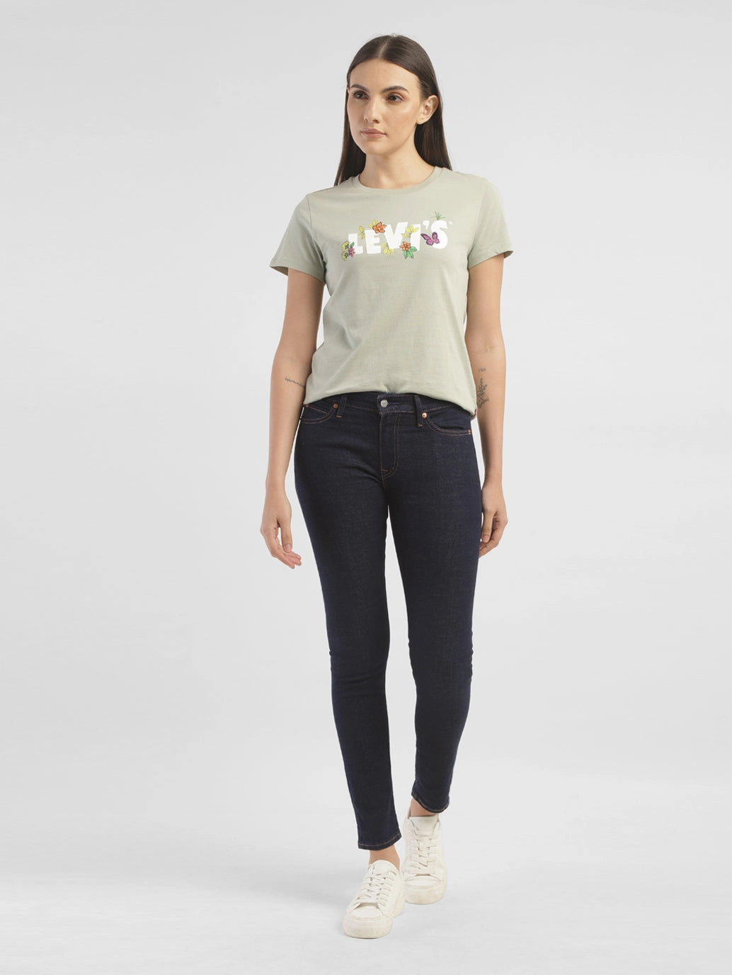 Women's 711 Blue Skinny Fit Mid Rise Jeans Sleek Shape Core Fit