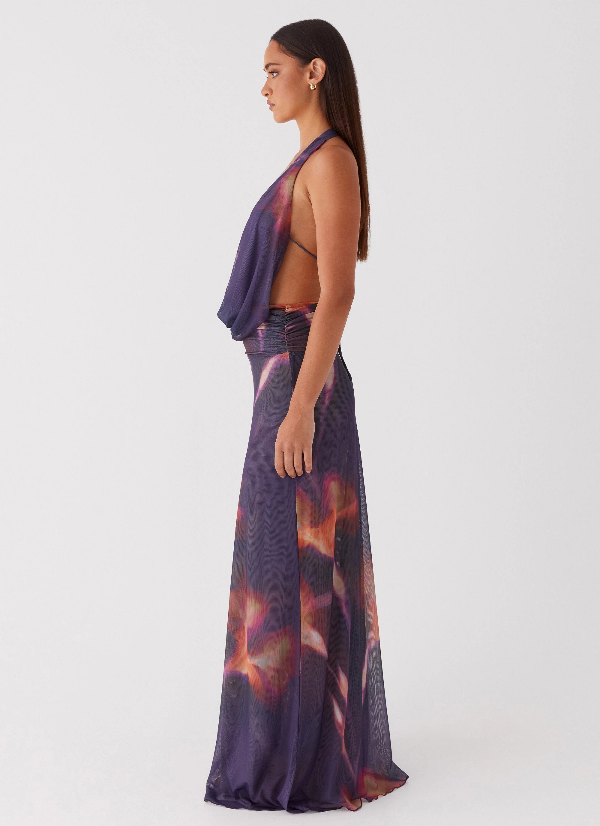 Light Attitude Daily Form Elysia Mesh Maxi Dress - Midnight Bloom