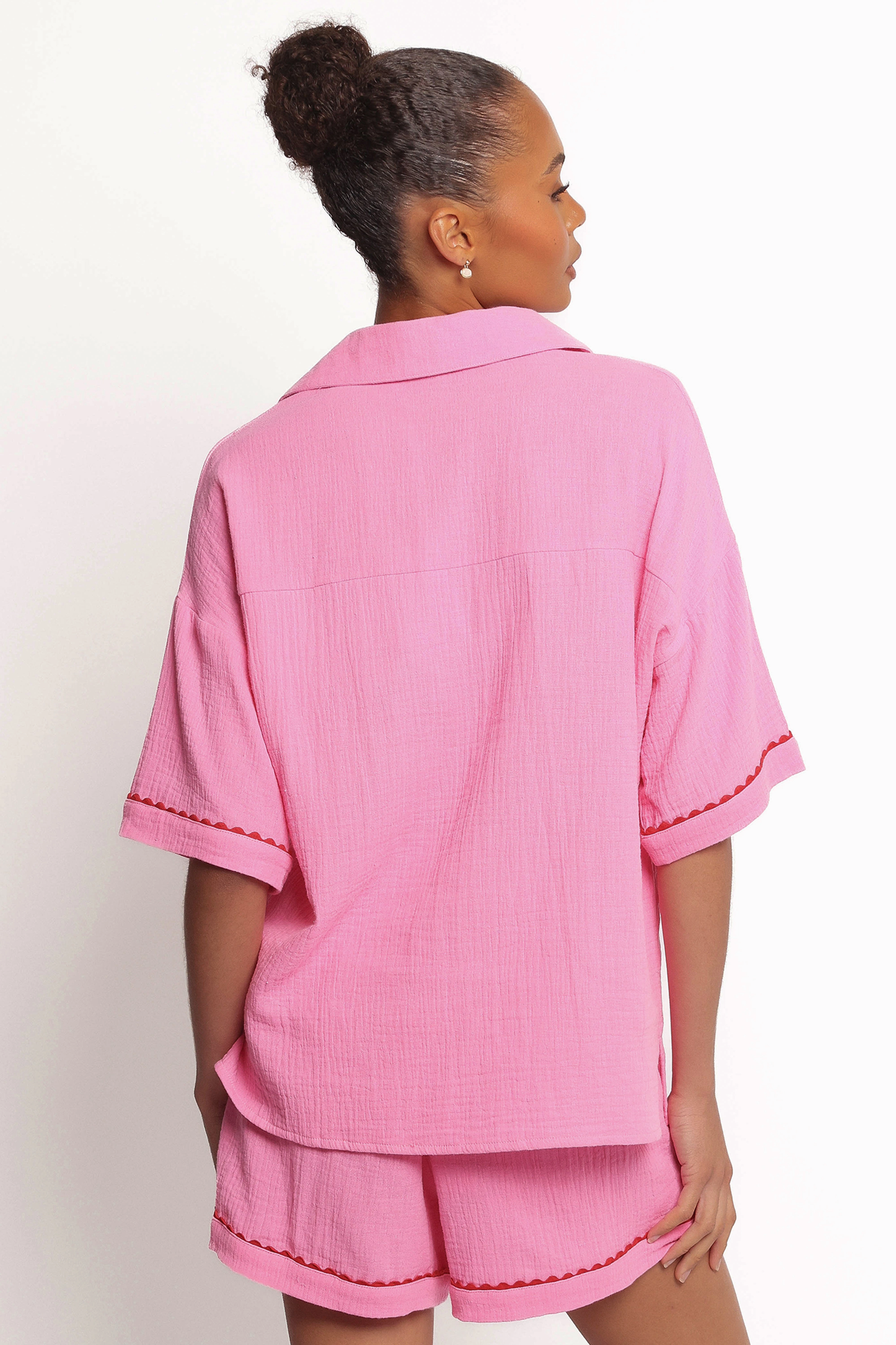 Unique Design Casual Friday Catalina Short Sleeve Shirt - Pink