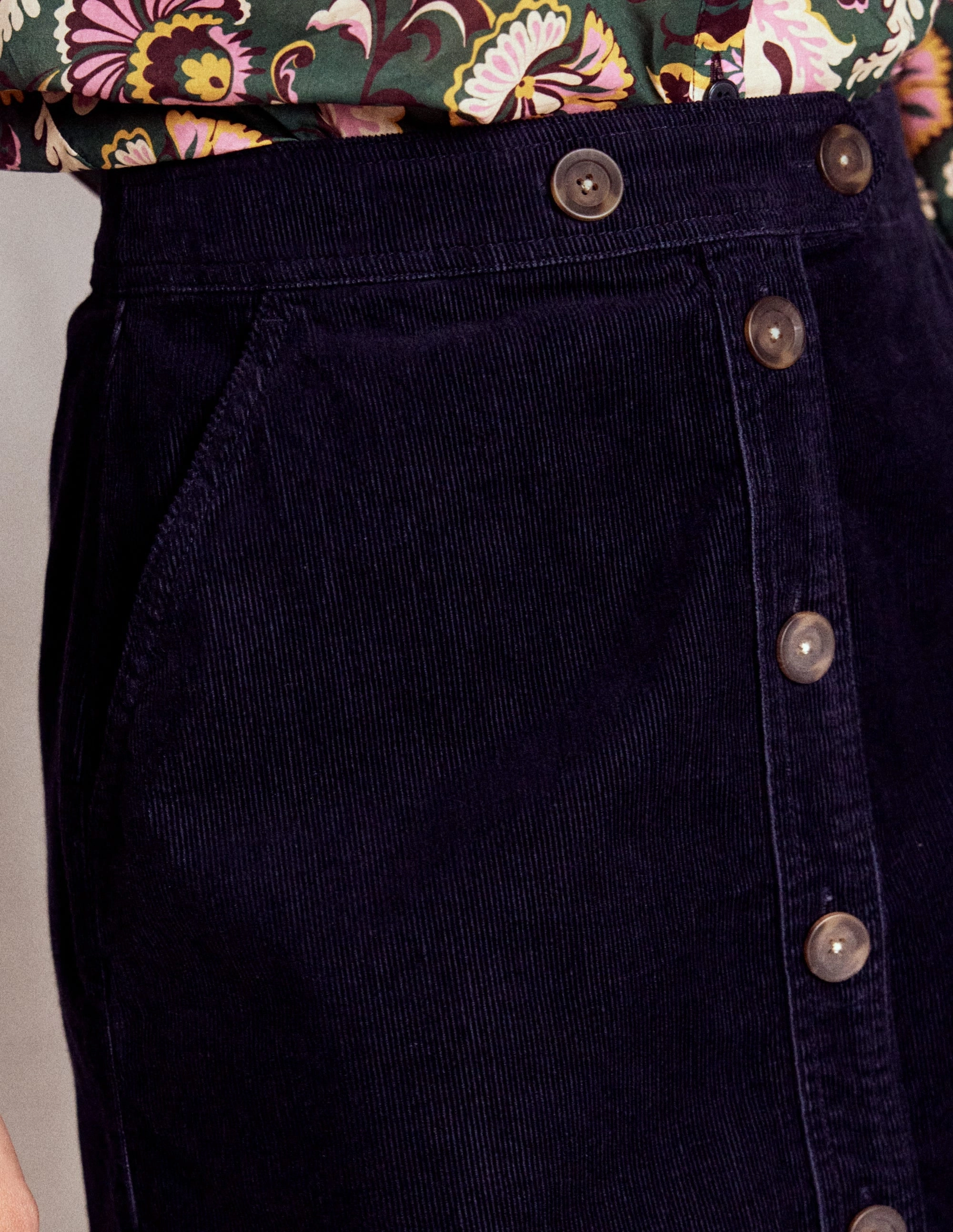 Cecelia Cord Skirt-Navy Stretchy Smart Design