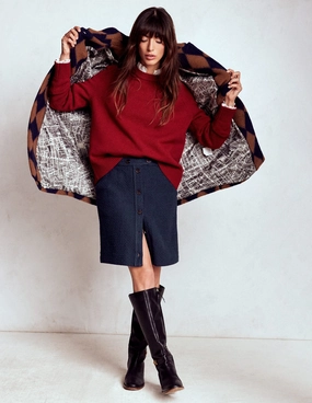 Durable Stitching Cecelia Textured Skirt-Navy