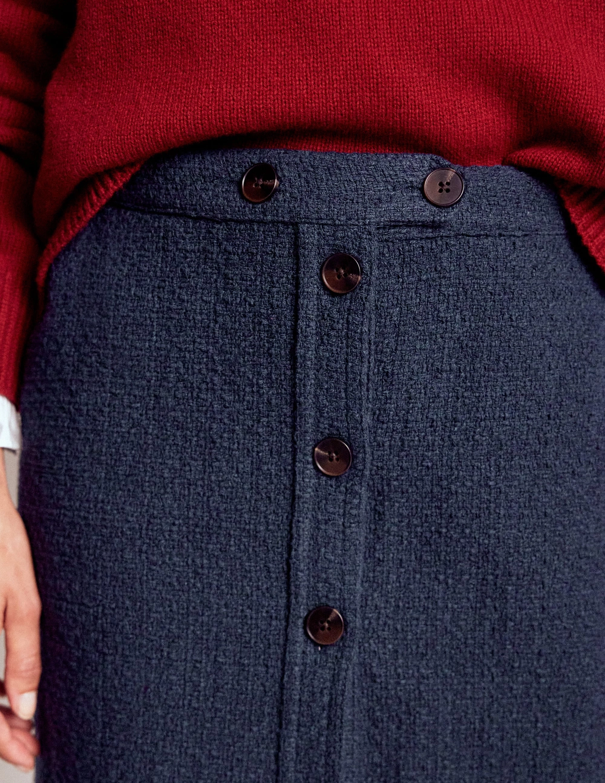 Outfit Ideas Embossed Detail Cecelia Textured Skirt-Navy