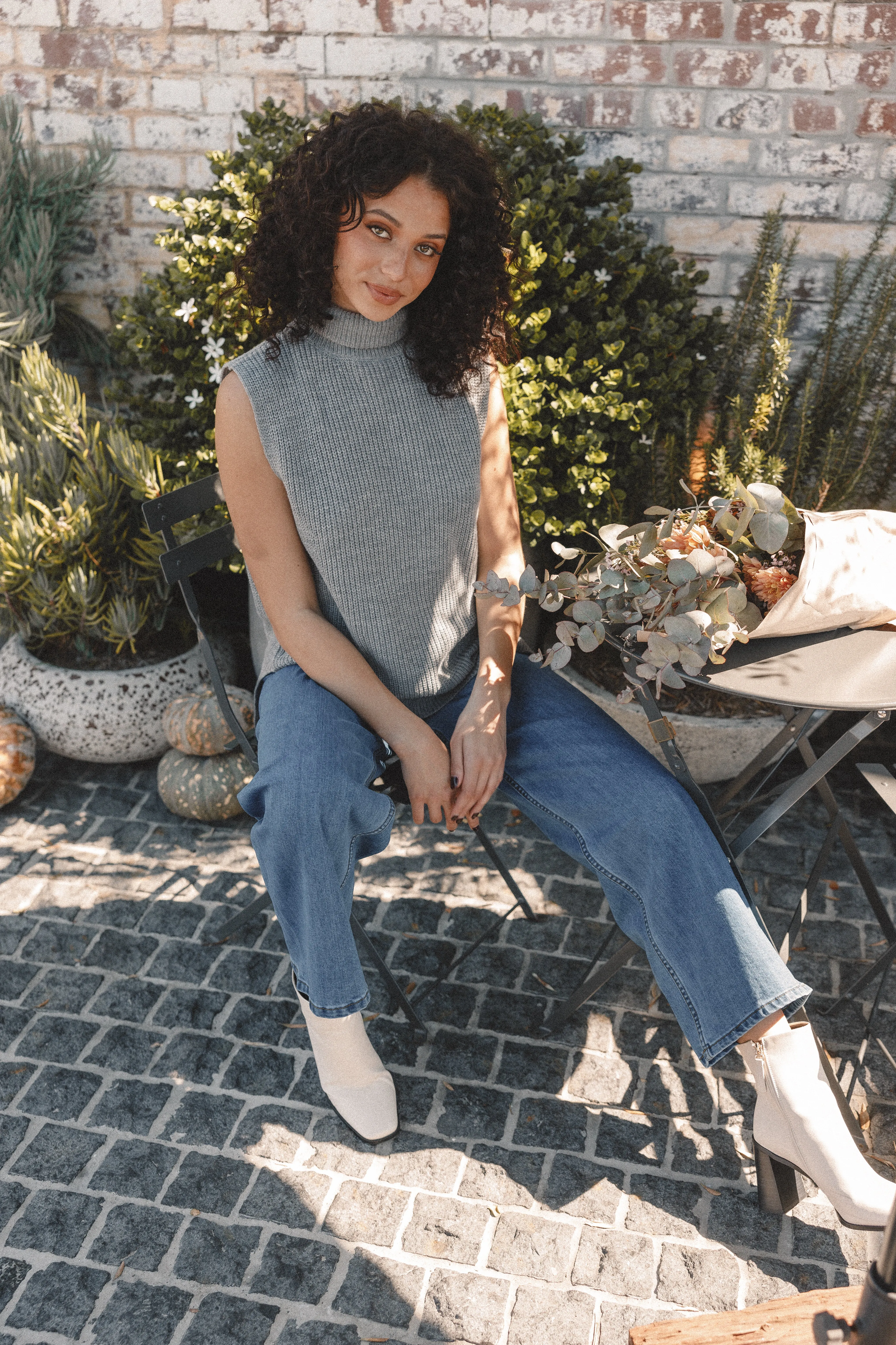 Celaena Turtleneck Sleeveless Sweater - Grey Durable Reinforced Hems City Style