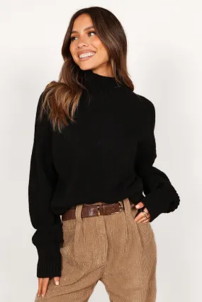 Cersi Knit Sweater - Black NonRestrictive Cuff Ribbed Hemline