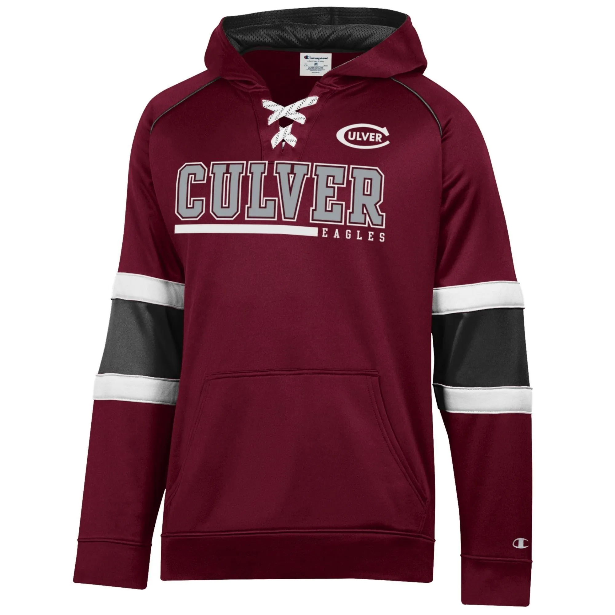family wear product gym ready performance Champion Raglan"Skate" Lace Up Hood - Maroon