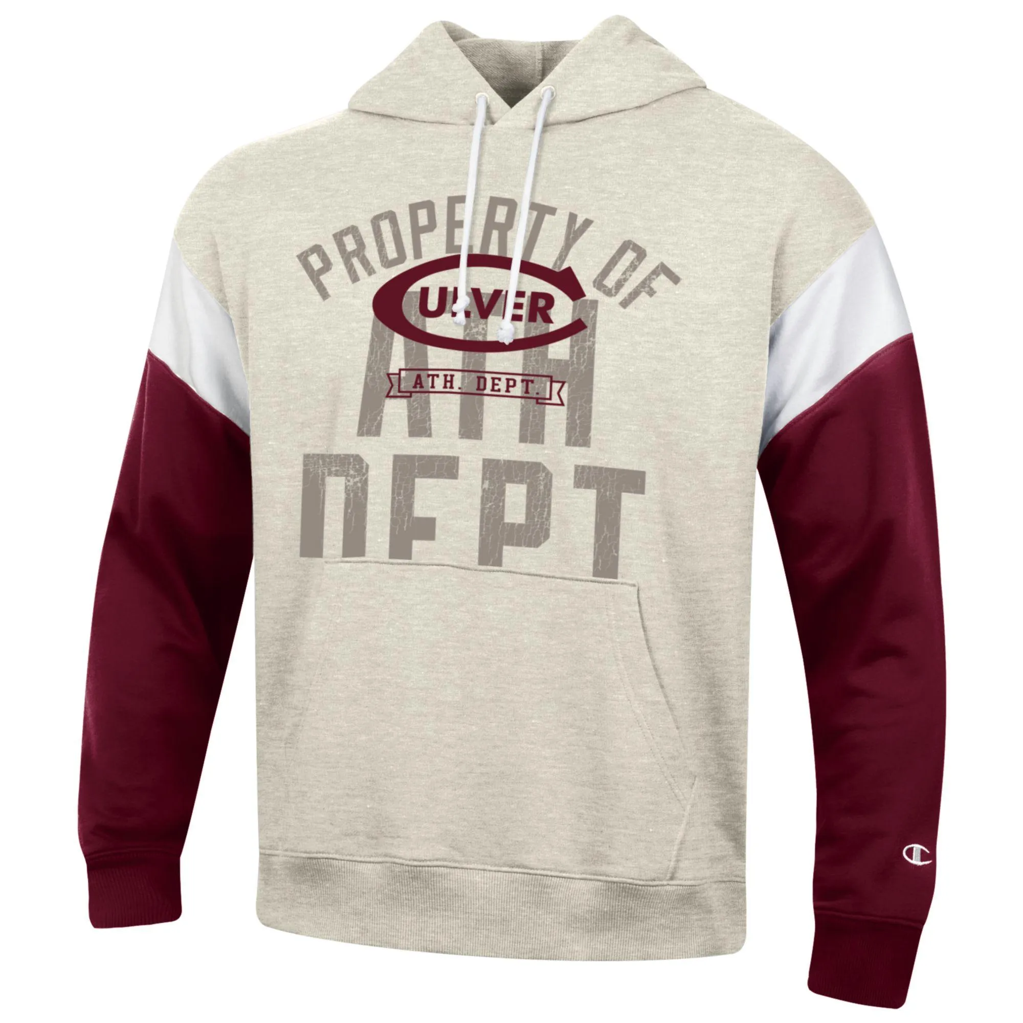 Champion Superfan Men's Dropped Shoulder Hood - Oatmeal Marroon White Urban Bold product ethical sourcing