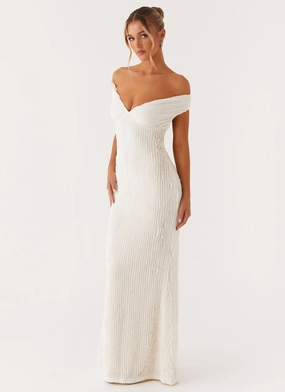 Chantelle Maxi Dress - Ivory Lightweight-Structure Chilly Weather Wear