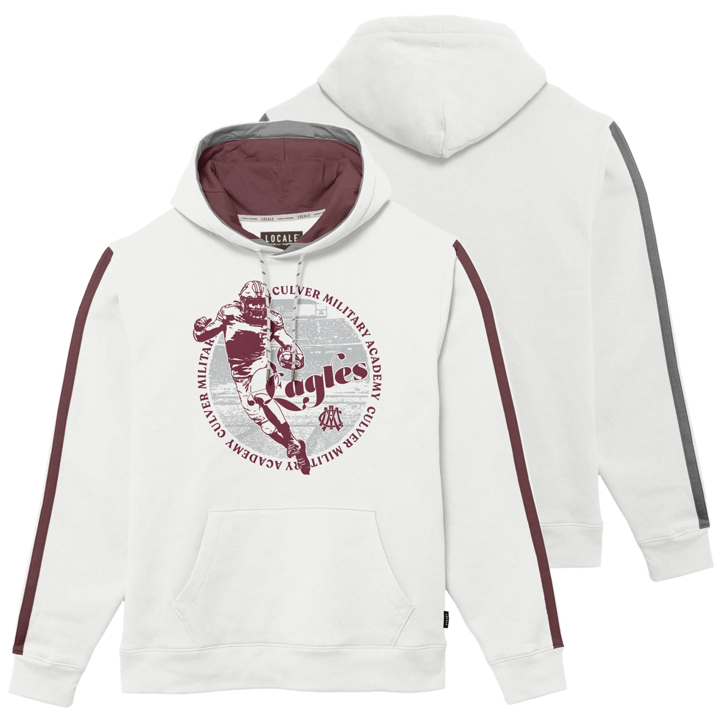 Fat product designer prestige Chaser Striped Football Hood - White / Grey / Maroon