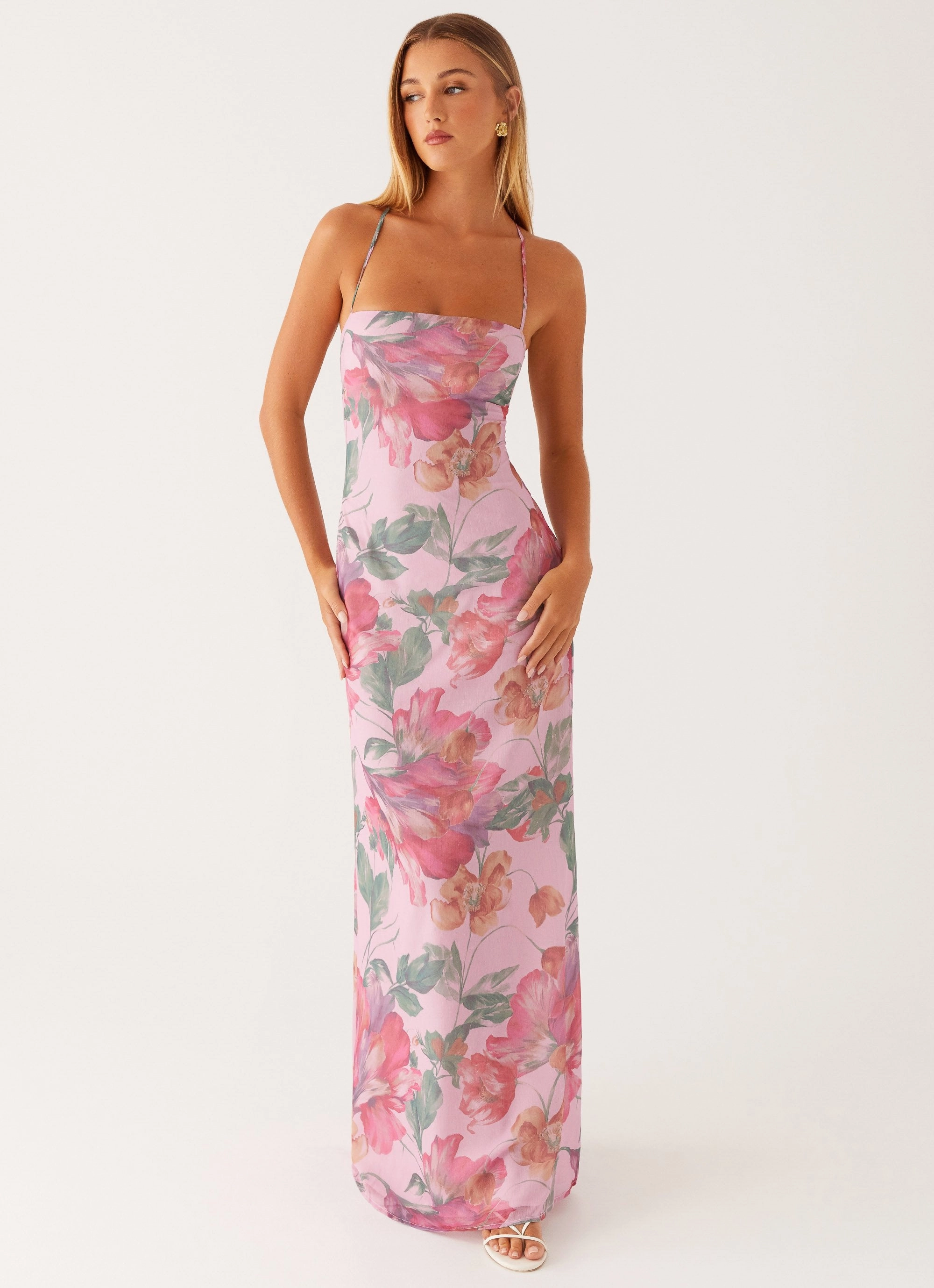 Peggy Maxi Dress - Pink Floral Light Touch Stylish Vibe