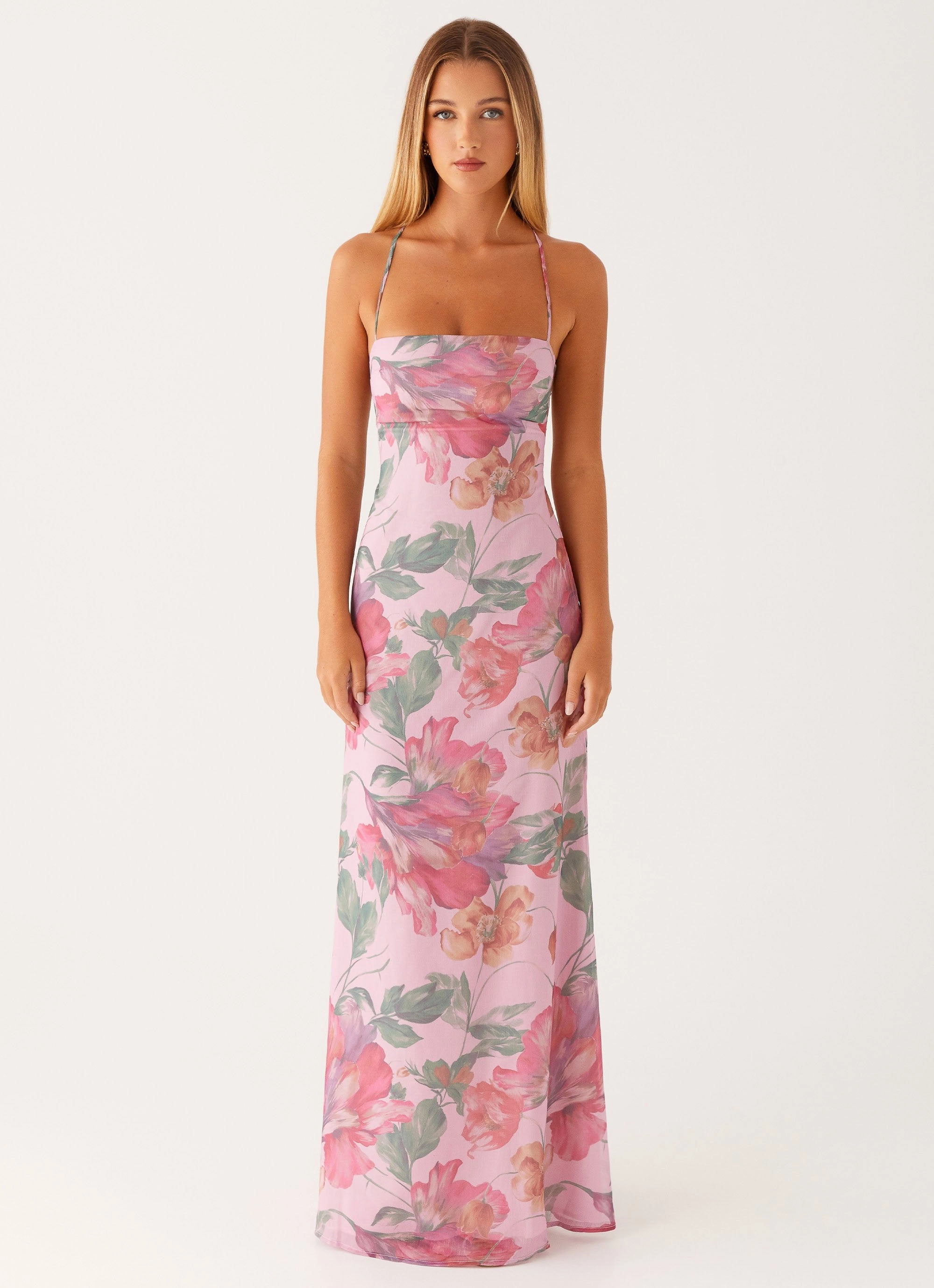Ankle-length Peggy Maxi Dress - Pink Floral