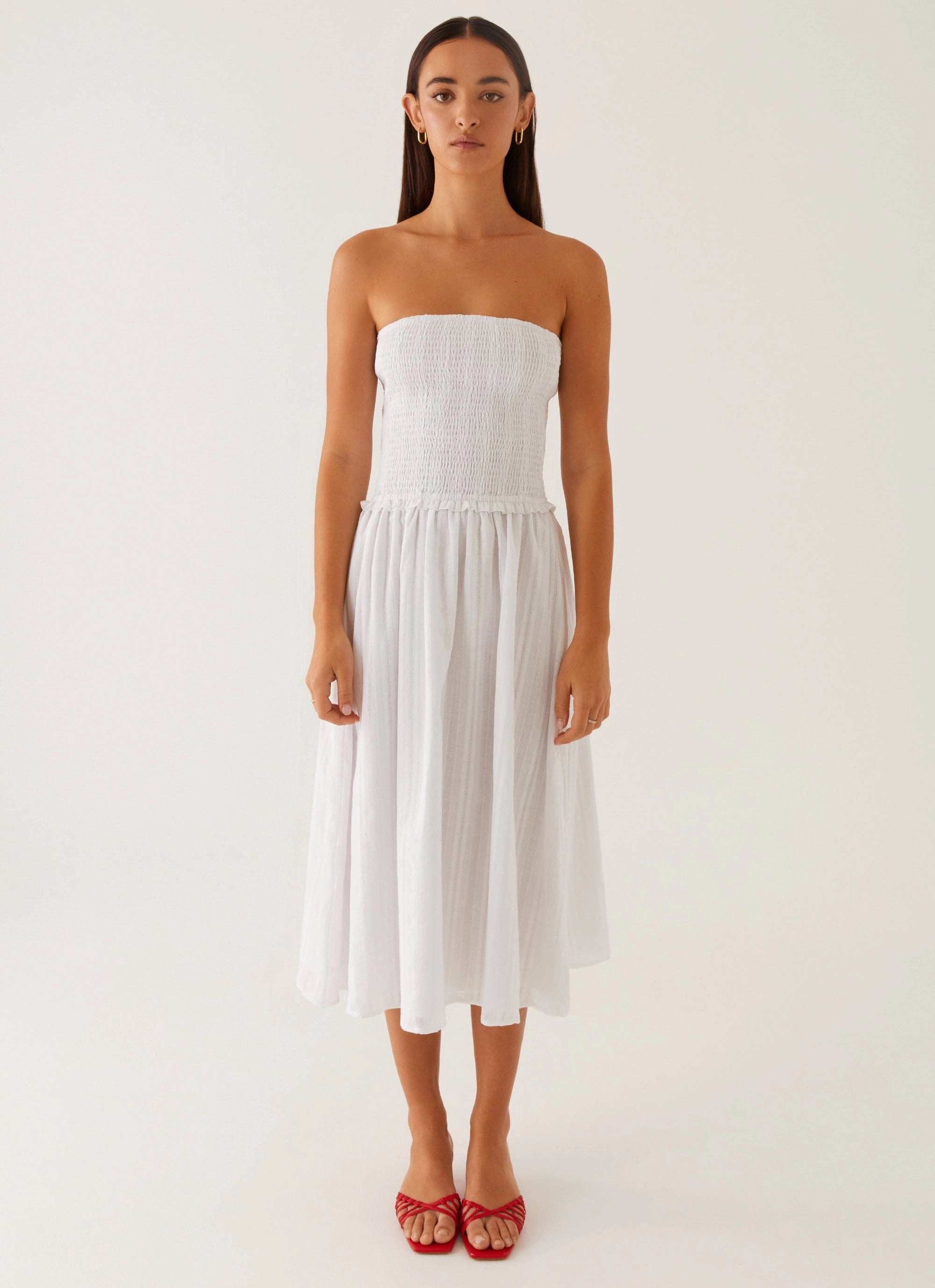 Soft cotton dress Artistic Edge Lulie Shirres Midi Dress - Ivory