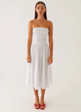 Soft cotton dress Artistic Edge Lulie Shirres Midi Dress - Ivory