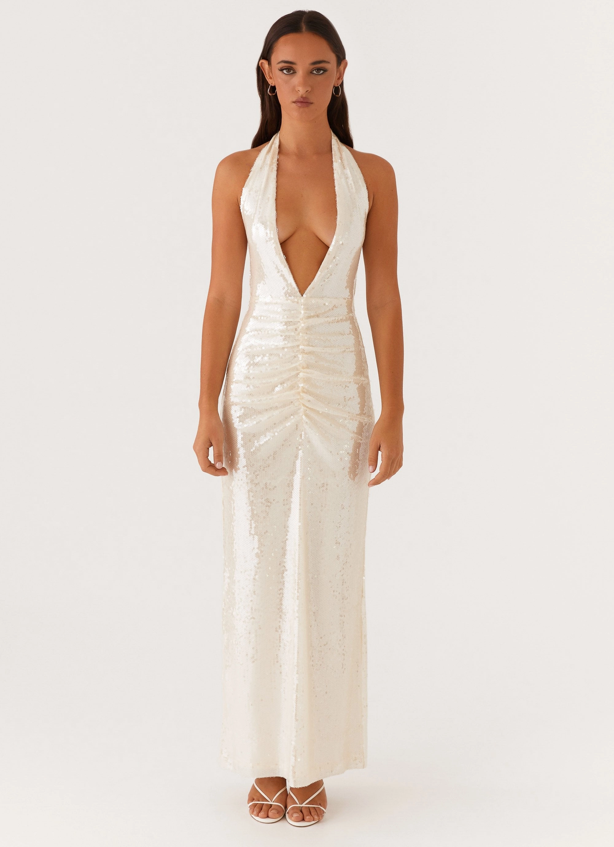 Whisked Away Halterneck Maxi Dress - White Love Blend