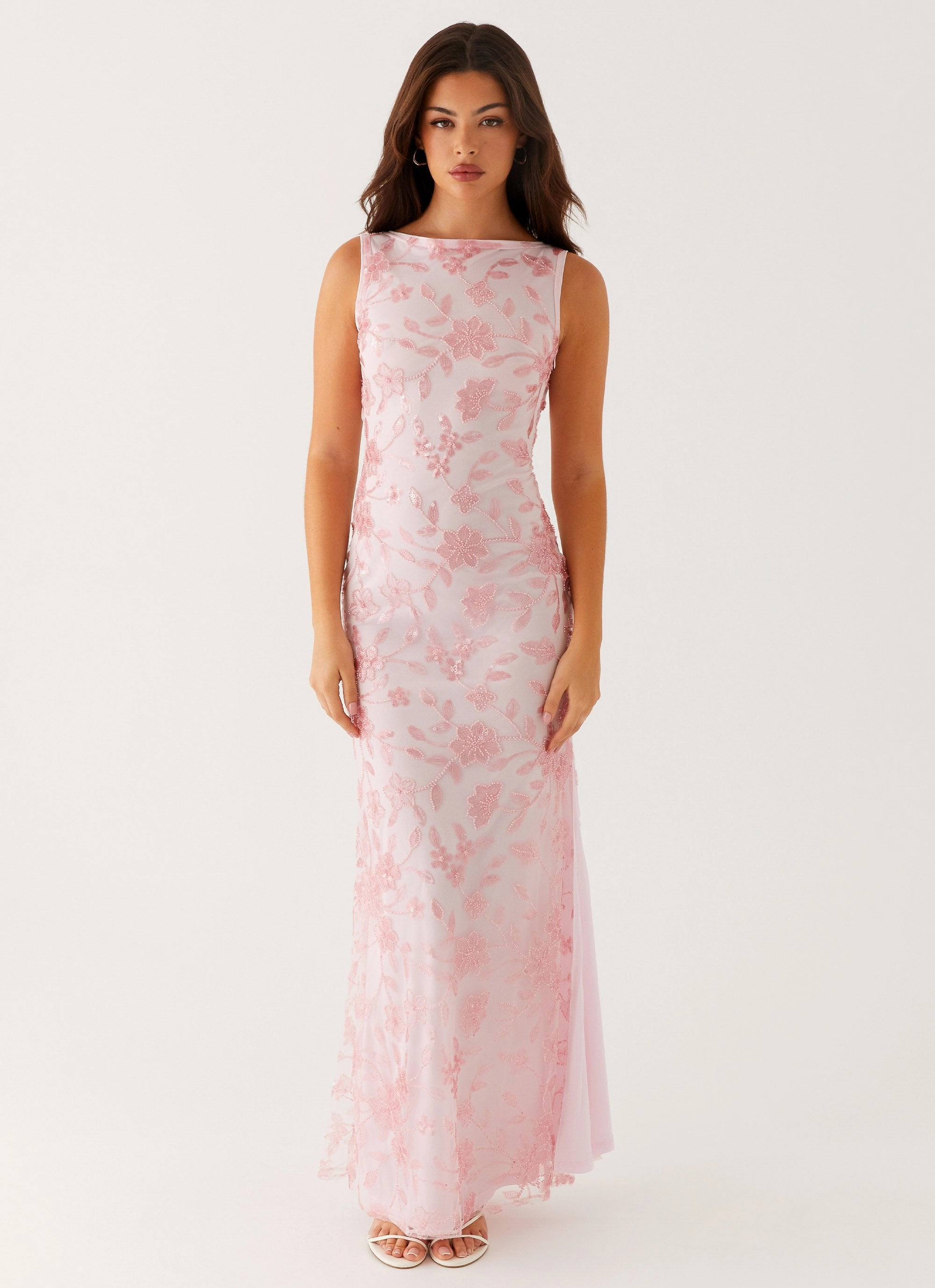 Moorey High Neck Maxi Dress - Pink Quick Outfit Formal-look