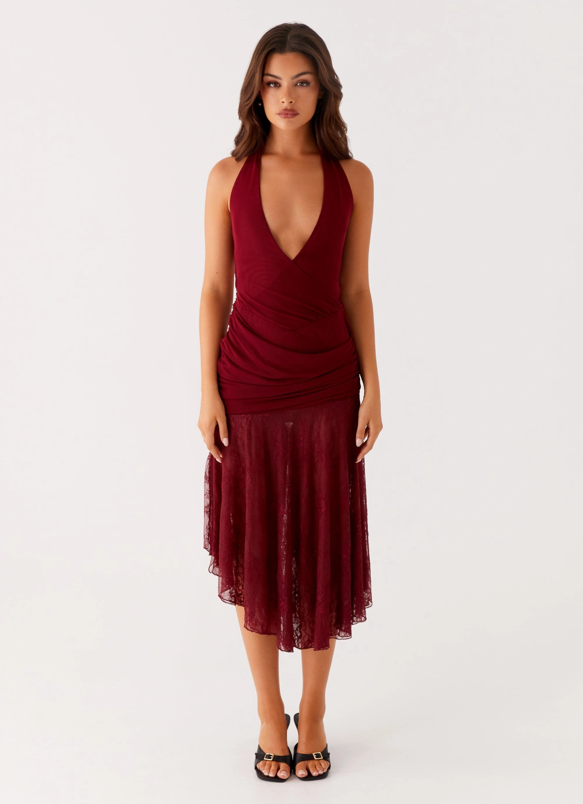 Burnout Midi Dress - Maroon Casual Layers