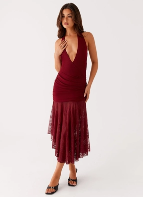 Burnout Midi Dress - Maroon Climate-Adaptive BreathableLining