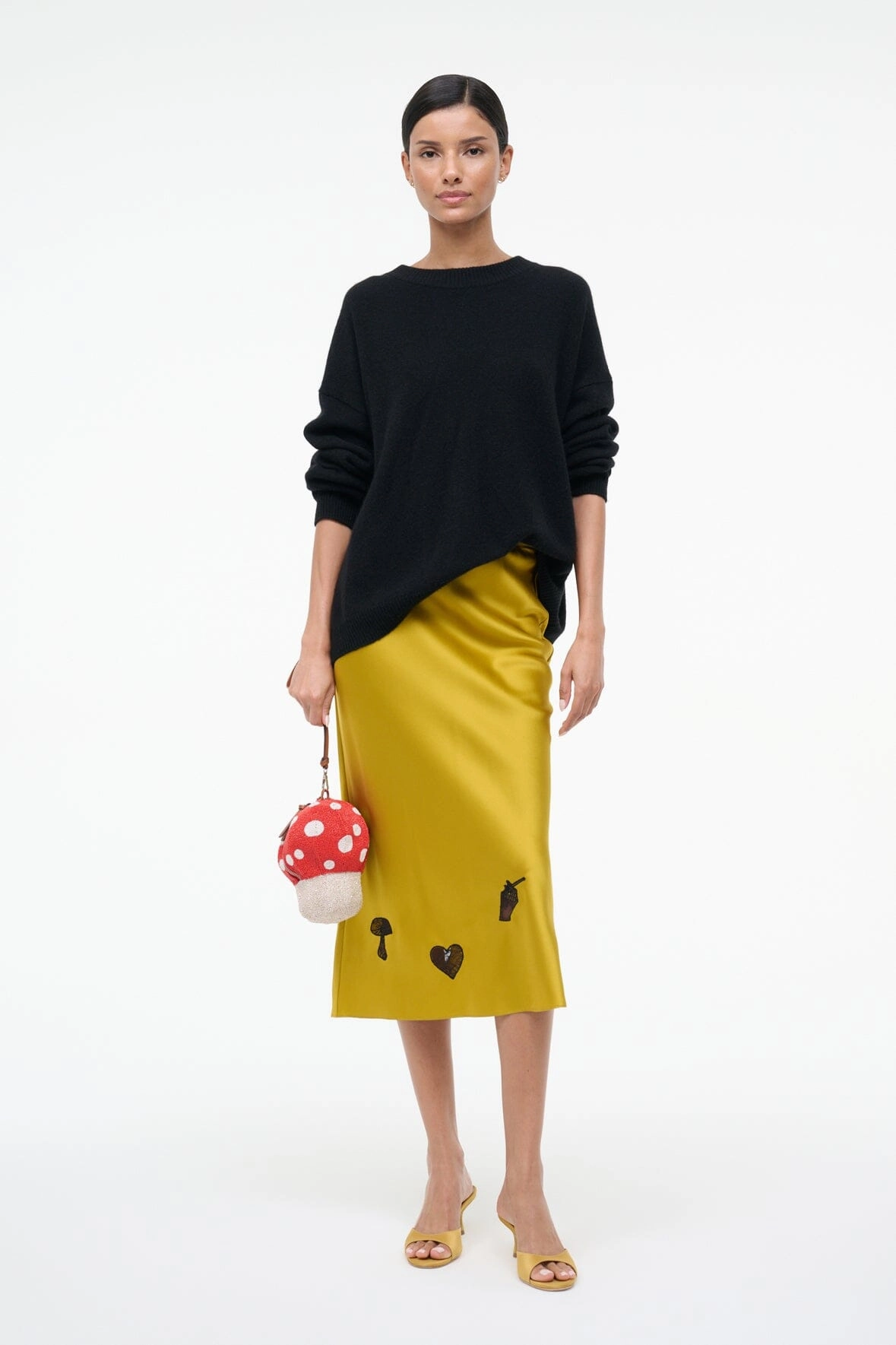 Tapered Cut Breathable KIN SILK SKIRT | TURMERIC