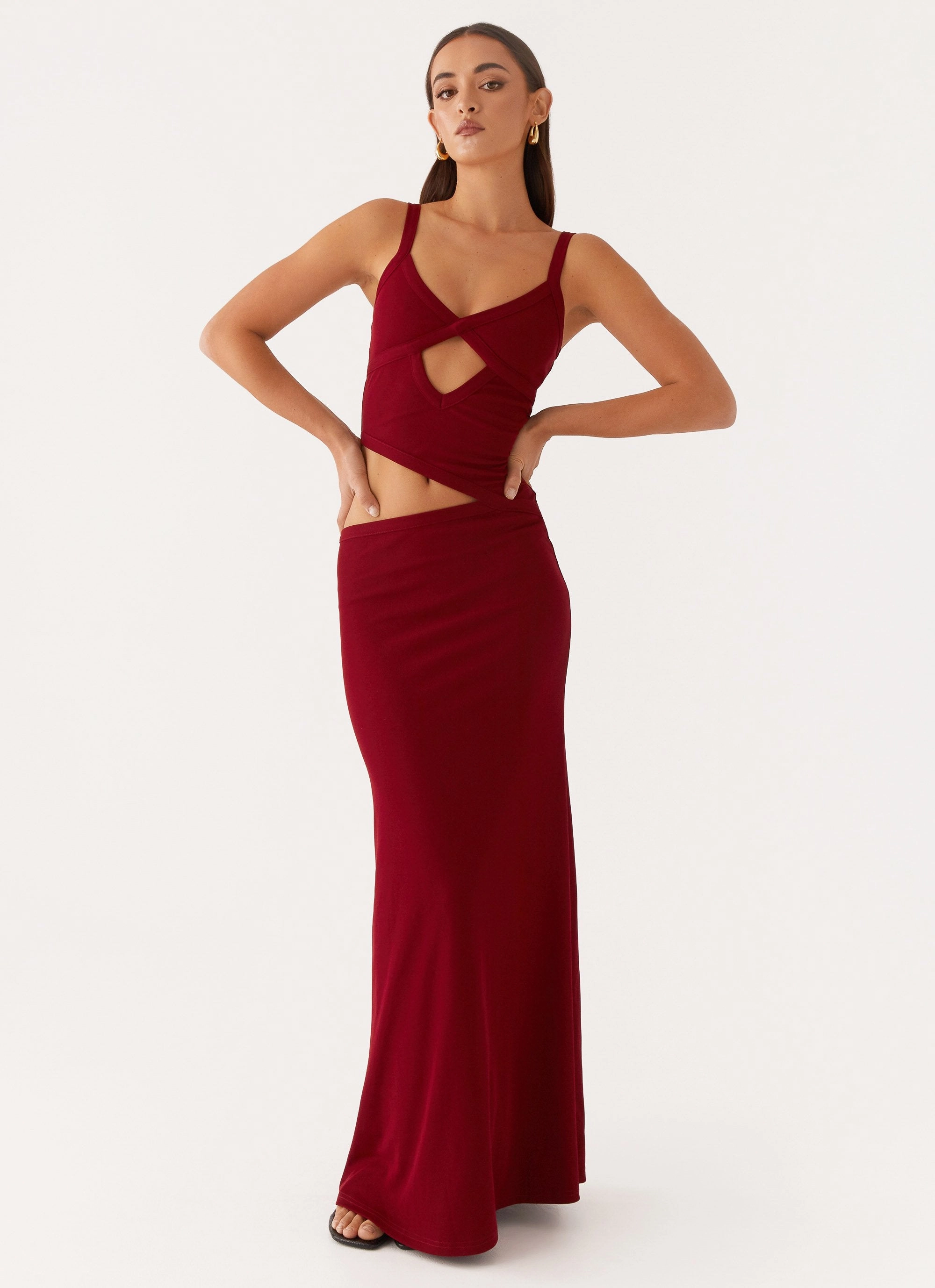 Jocelyn Maxi Dress - Maroon Chic Everyday Wear