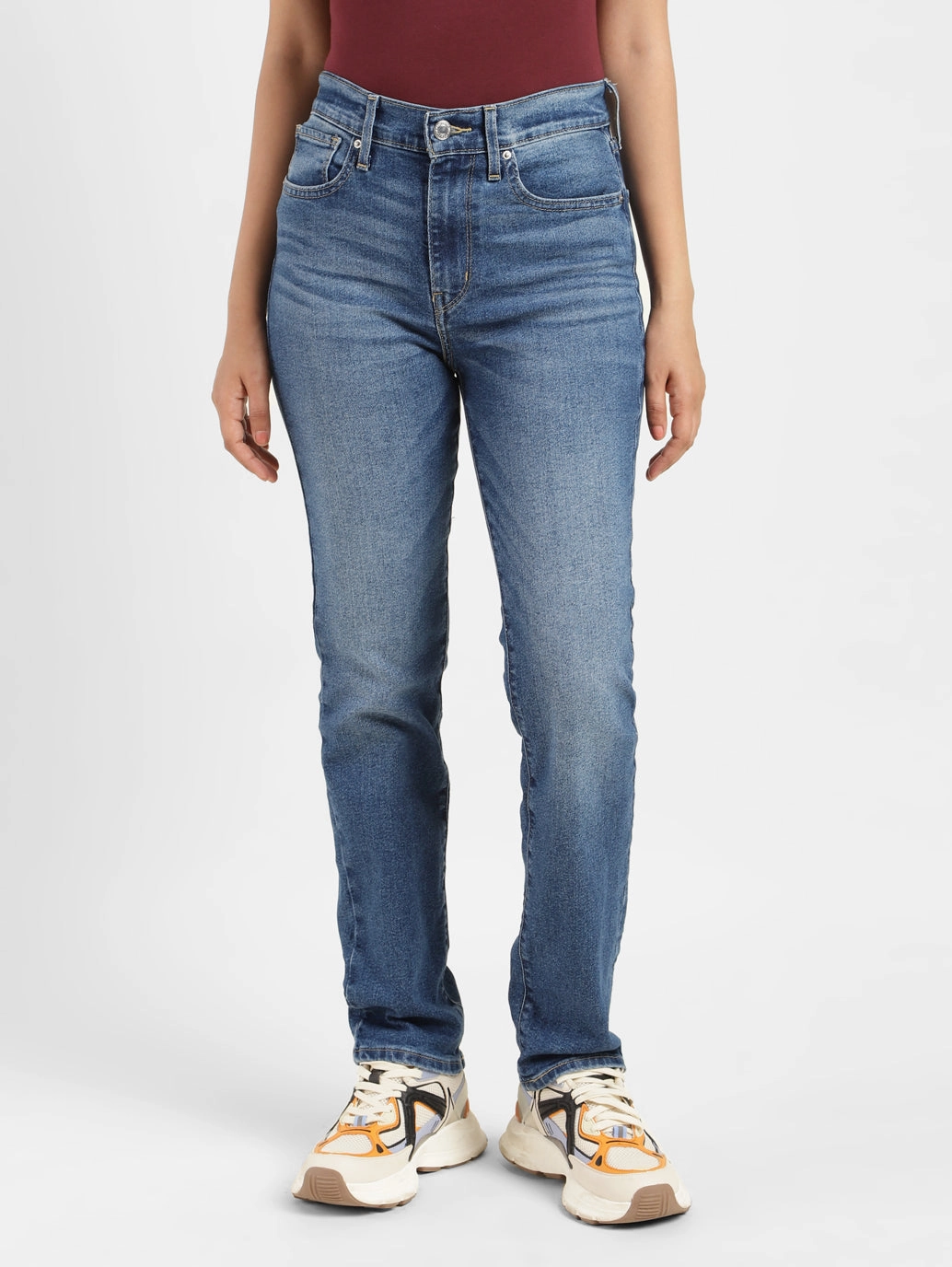 Women's 724 Blue Straight Fit High Rise Jeans Popular Option