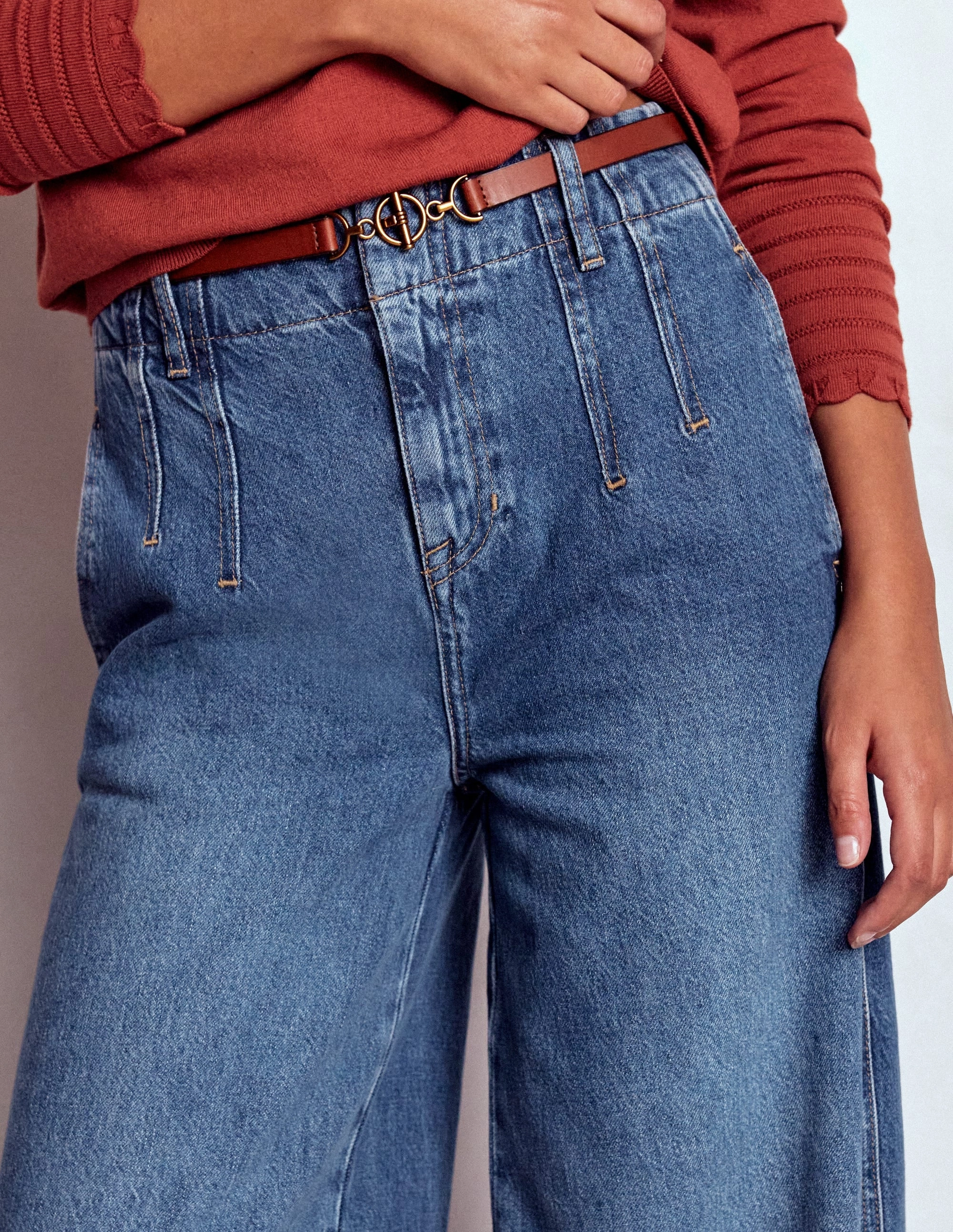 Slim Look Fit Freedom Stitch Detail Wide Leg Jeans-Mid Vintage