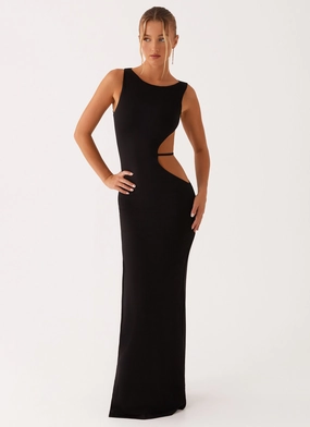 Light Aesthetic Minimal Core Sutton Maxi Dress - Black