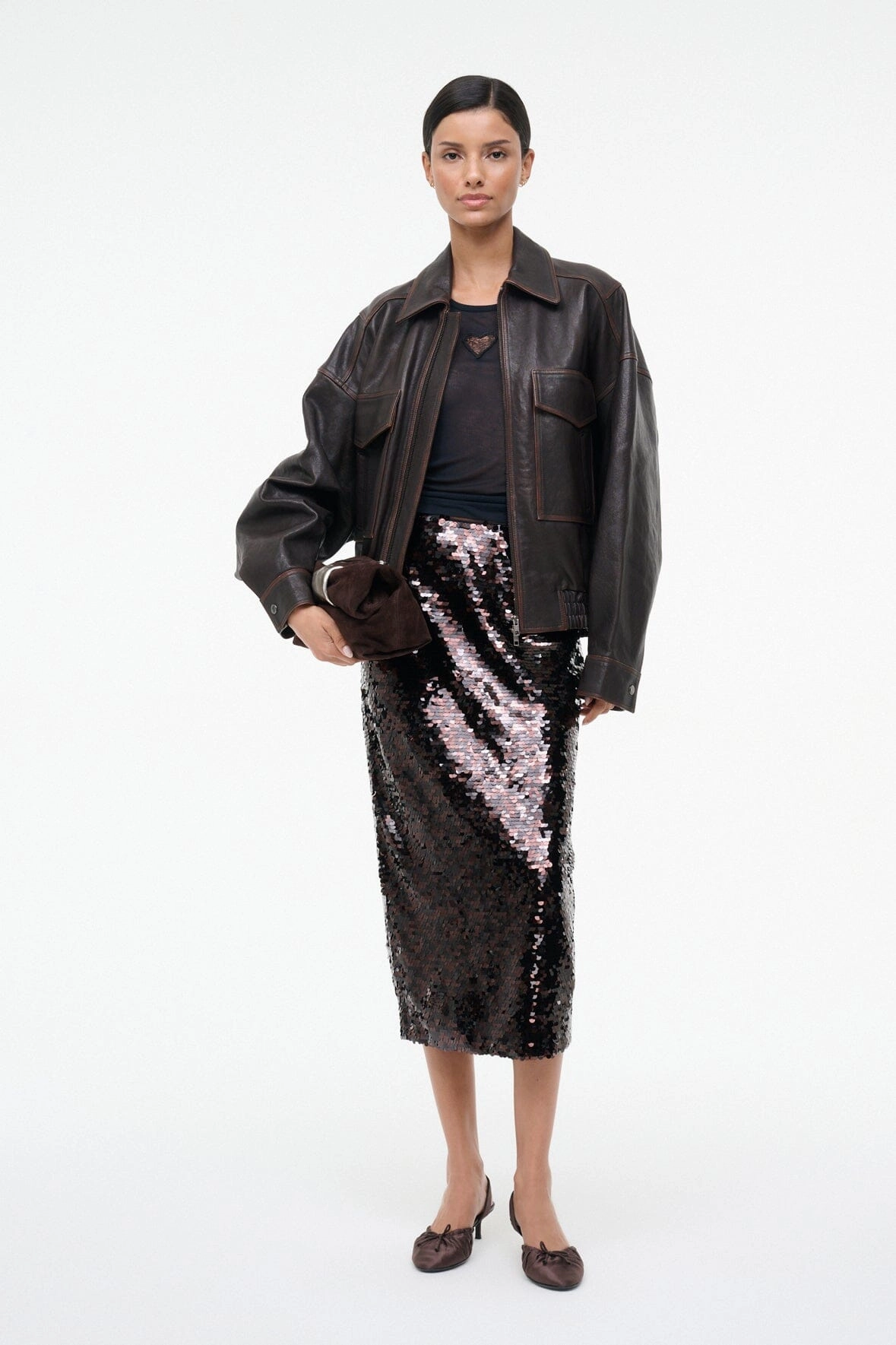 CIARA SKIRT | ESPRESSO BLACK Outfit Shot Mix Separates