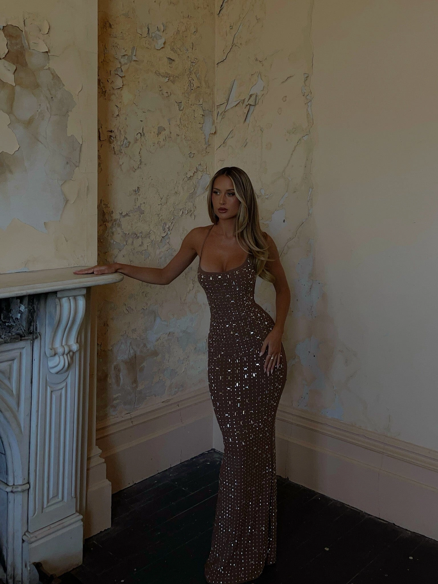 CIARAN MAXI DRESS TAN Flawless Construction