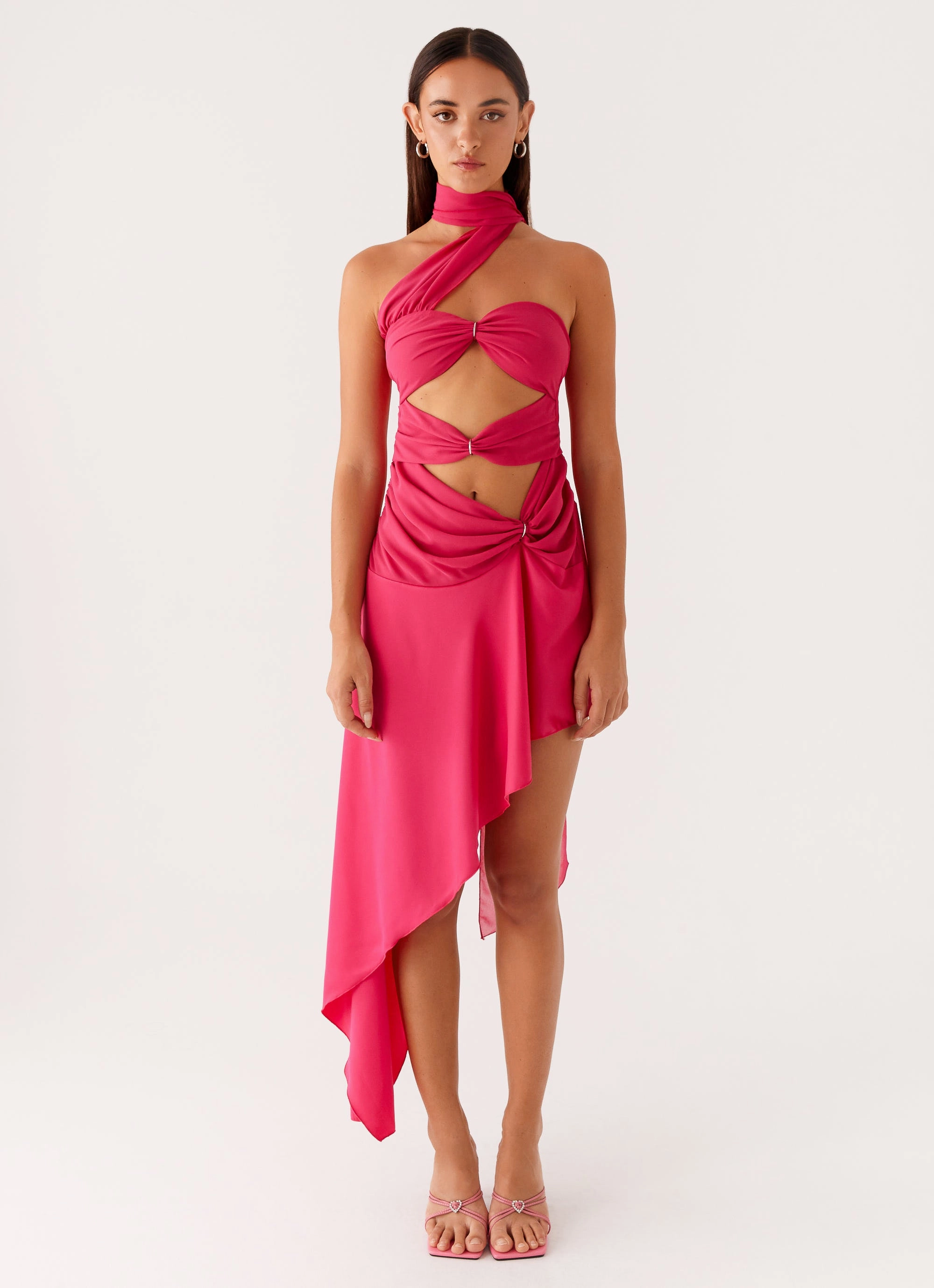Circa Scarf Midi Dress - Hot Pink Trendy Design Comfortable Layering