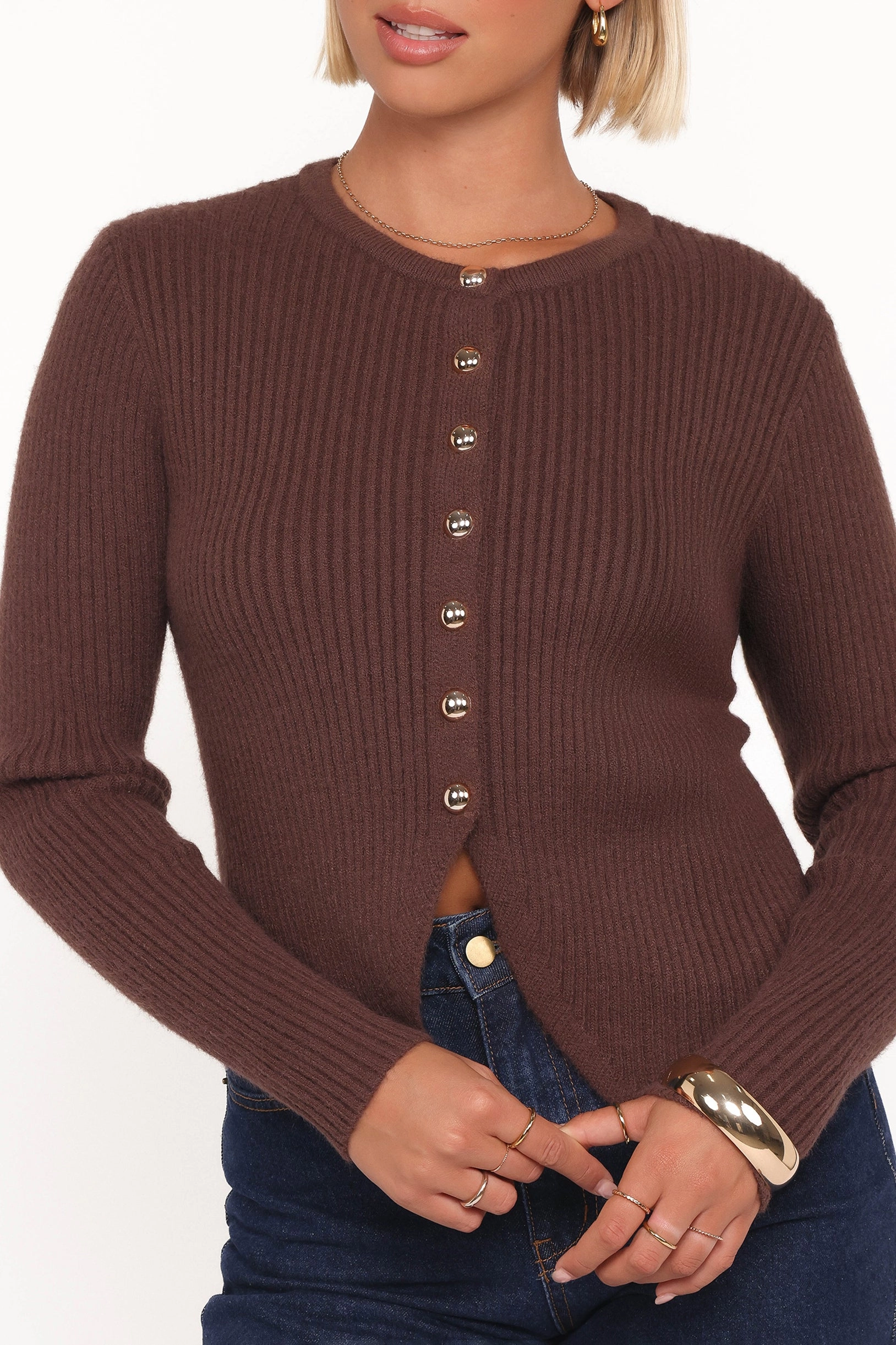 Drop Shoulder Design Airy Feel Circe Cardigan Top - Chocolate