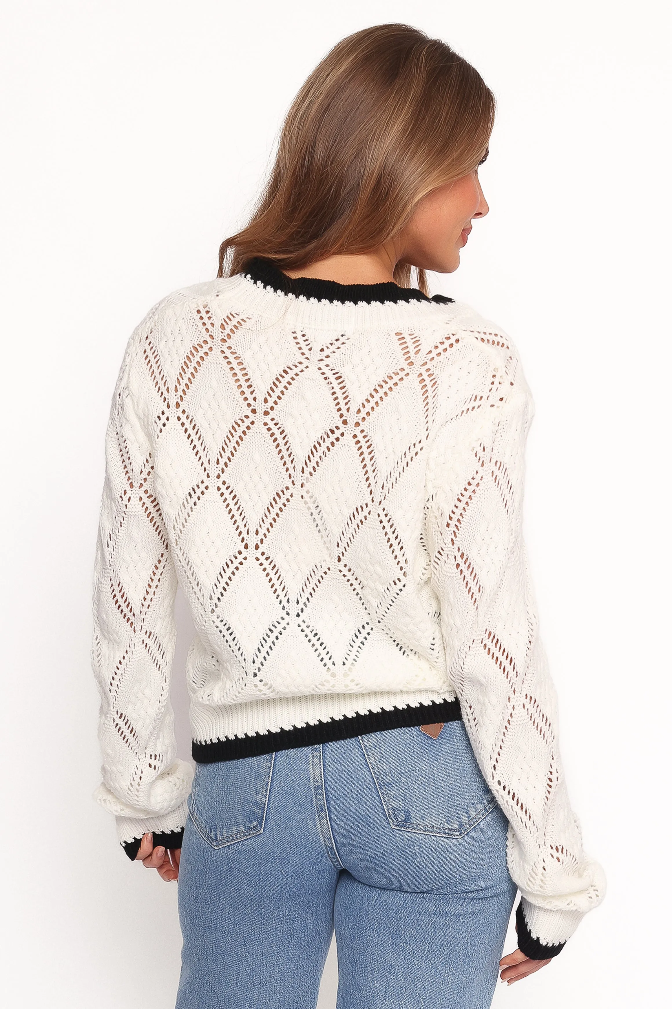 Lainy Bow Tie Font Cardigan - Cream Under Jacket Seasonal Comfort