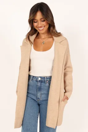 Circular Knit Pattern Lenore Coatigan - Sand