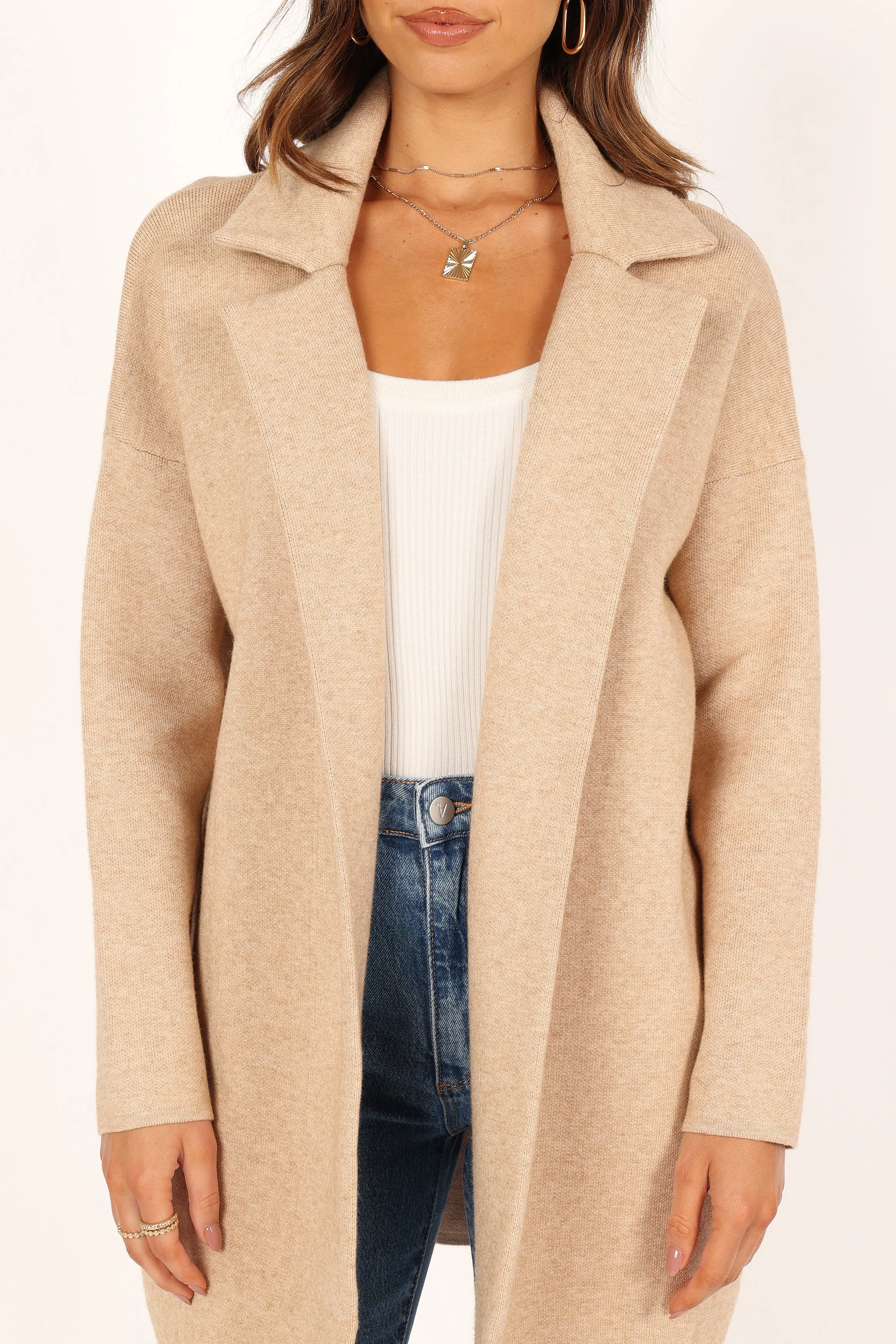 Lenore Coatigan - Sand Stretch Waistband Design