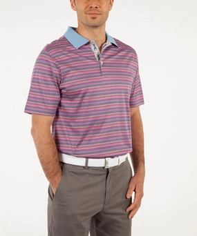 Heritage Luxe 100% Italian Cotton Jersey Multi-Stripe Polo Shirt Durable Cotton Fit All Sizes