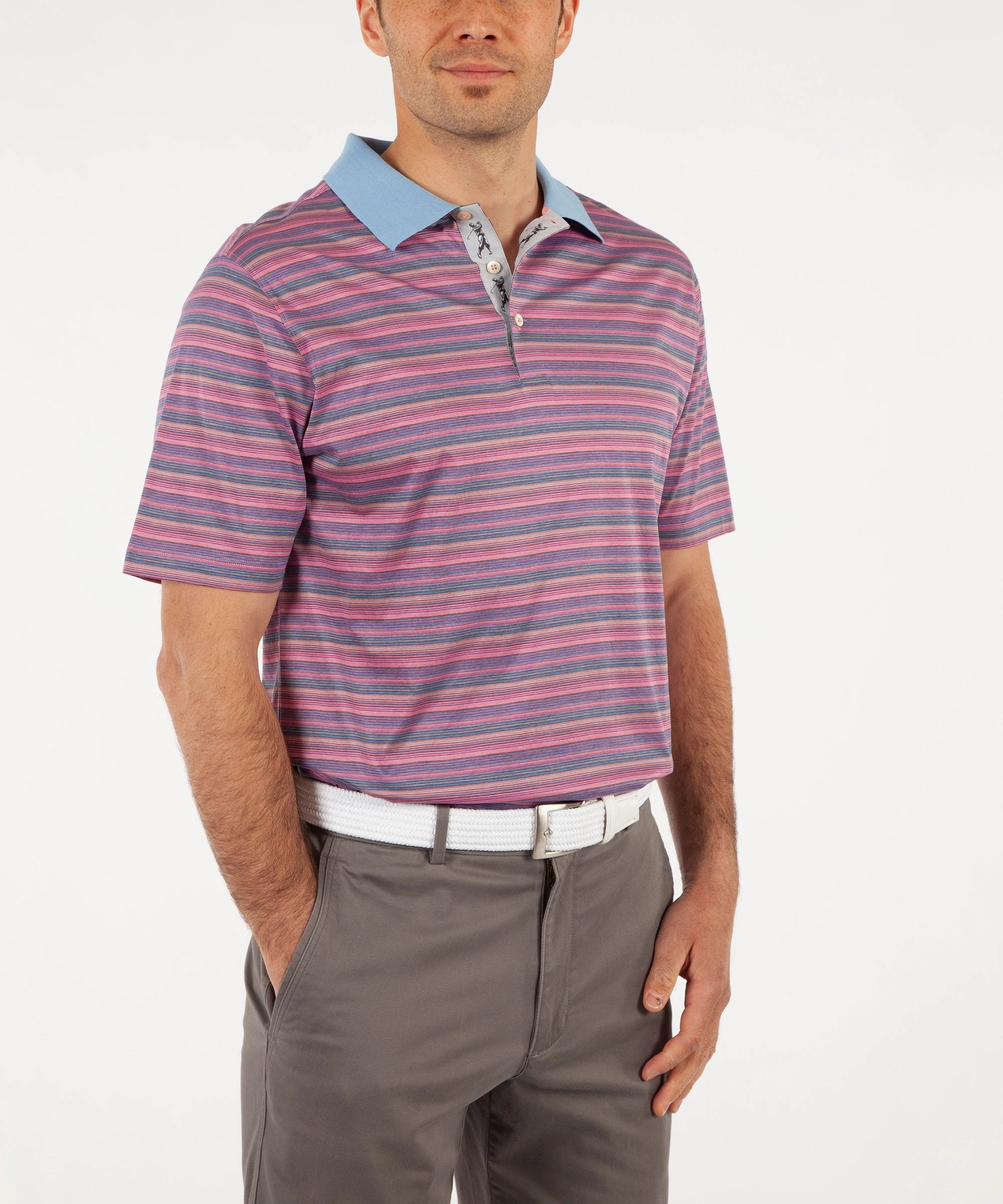 Minimalist Design Heritage Luxe 100% Italian Cotton Jersey Multi-Stripe Polo Shirt