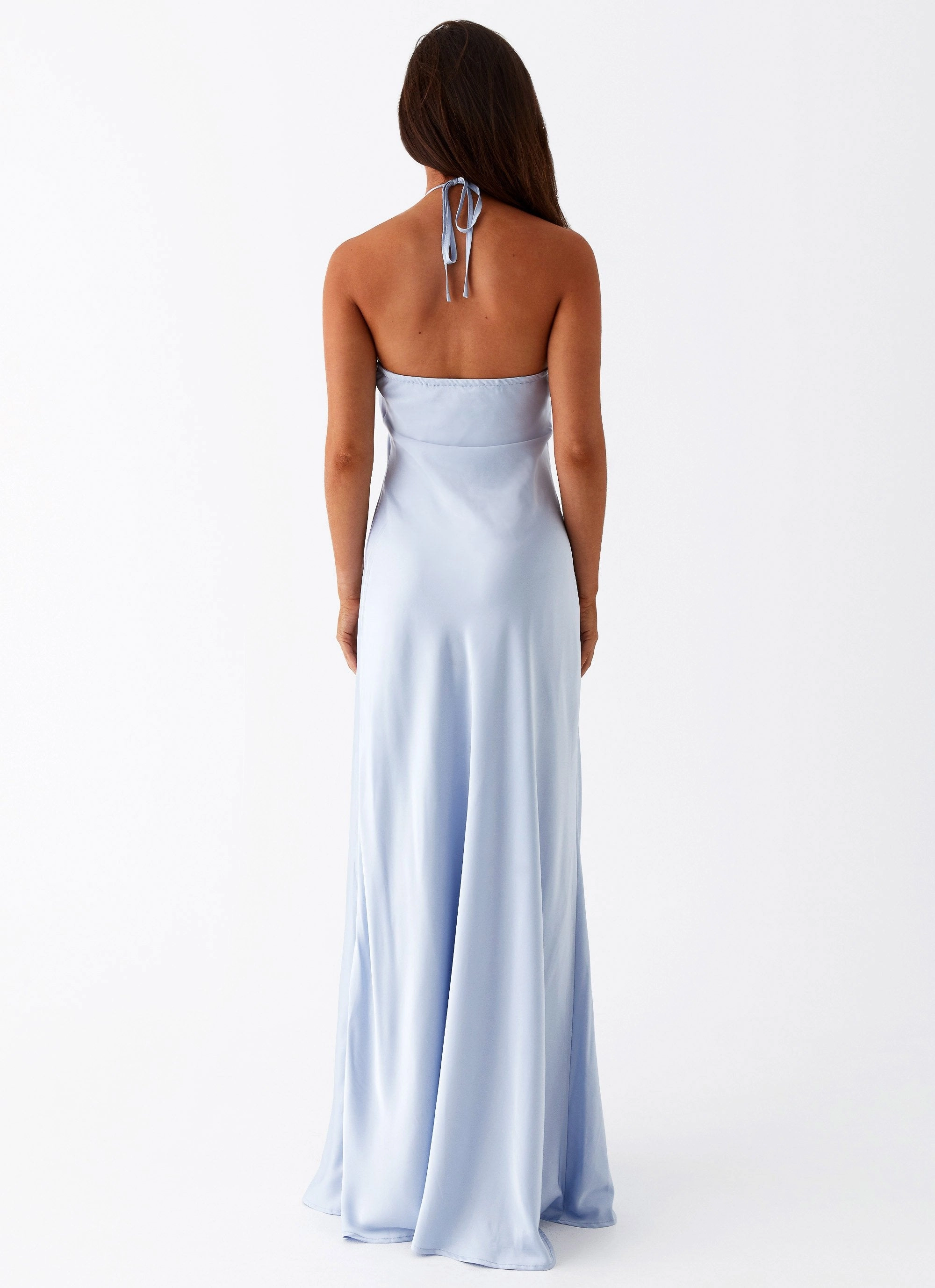 Premium Fabric Noir Symphony Maxi Dress - Ice Blue