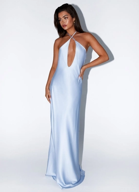 Noir Symphony Maxi Dress - Ice Blue Mom Chic Moment Glow