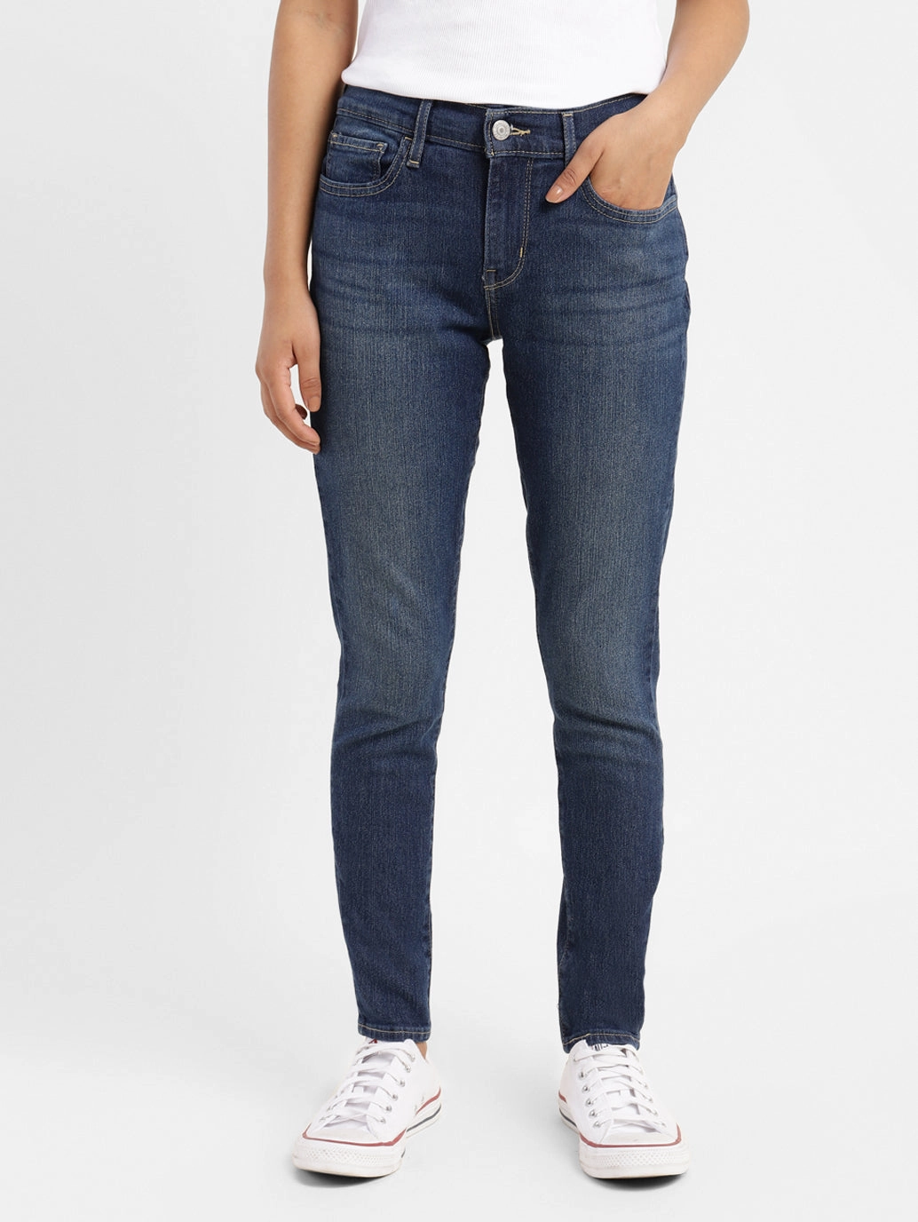Women's 710 Blue Skinny Fit Mid Rise Jeans Easy Pairing